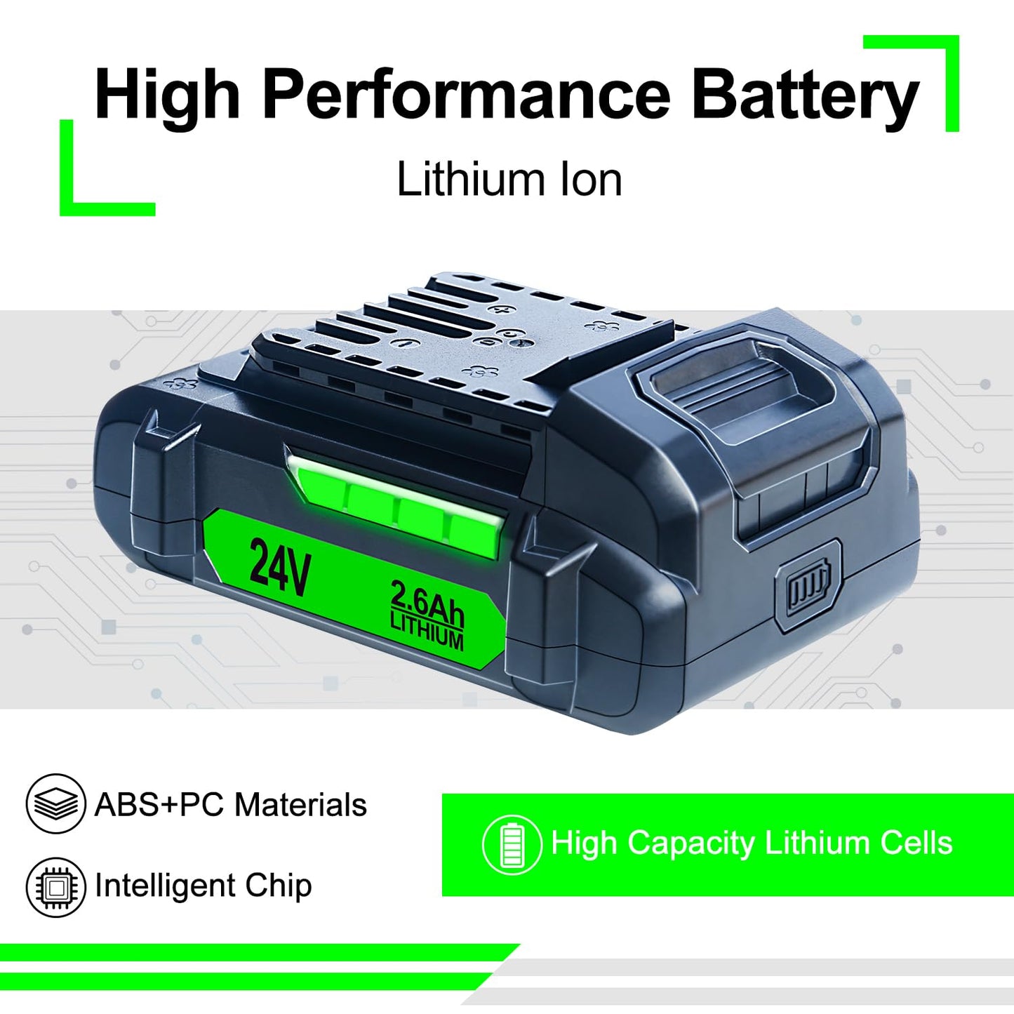 DTK 2600mAh Batteries Replacement for Flex 24V Battery Lithium-Ion FX0111-1