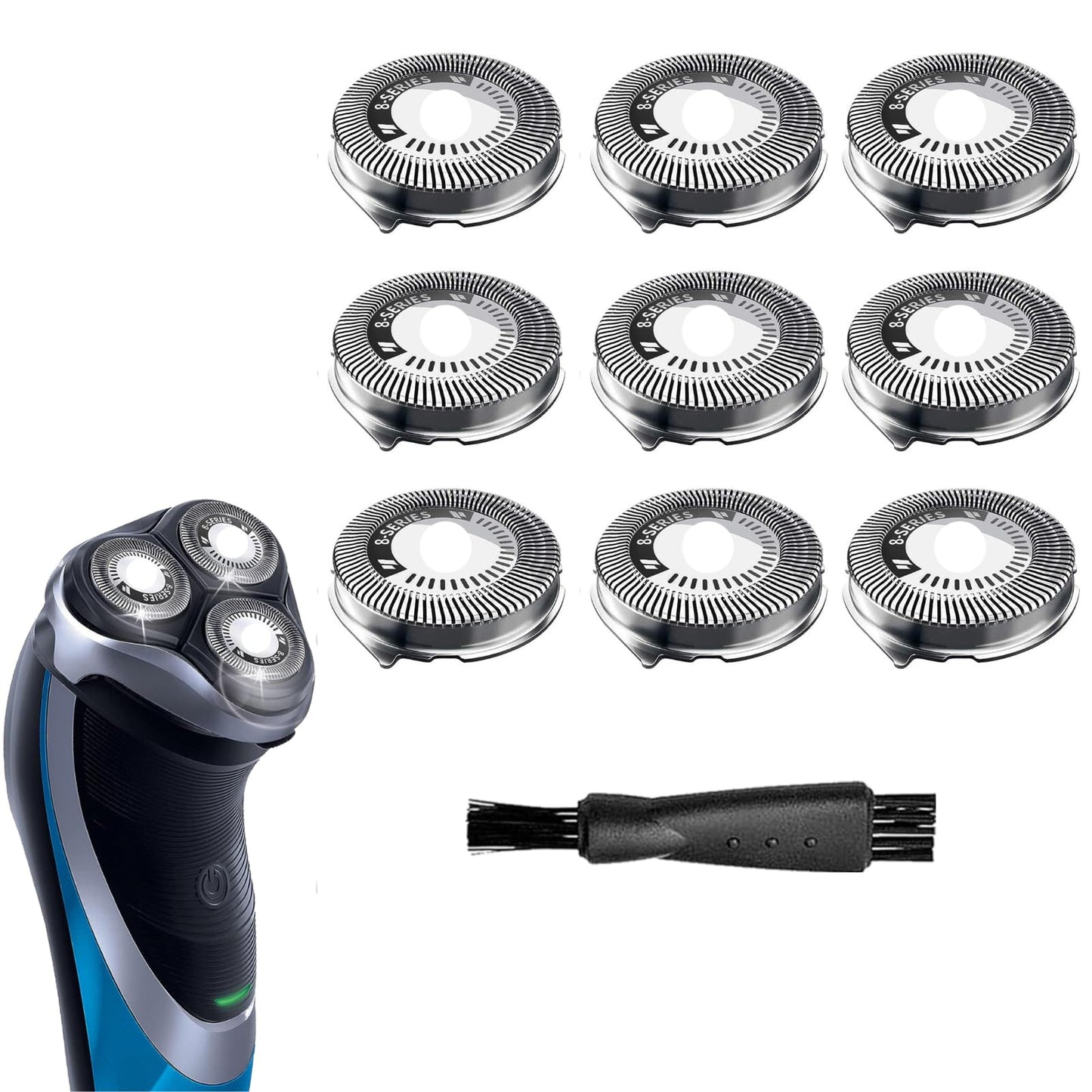 HQ8 Replacement Heads Compatible with Philips Norelco Aquatec Shaver, HQ8 Blades Fits for Philips Norelco Razor PT720 AT880 AT810, 9-pc Pack
