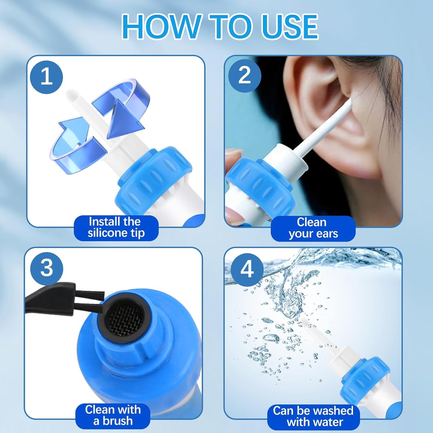 Electric Ear Wax Removal Tool - Vibration Suction & Soft Silicone Tips | Portable Case Included