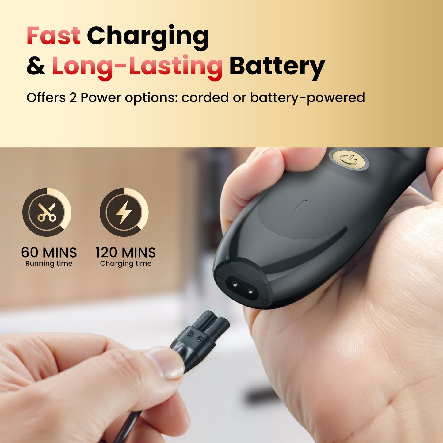 OLOV Professional Hair Clippers for Men, Cordless Hair Clipper Kit, Rechargeable Hair Clippers for Family, Black
