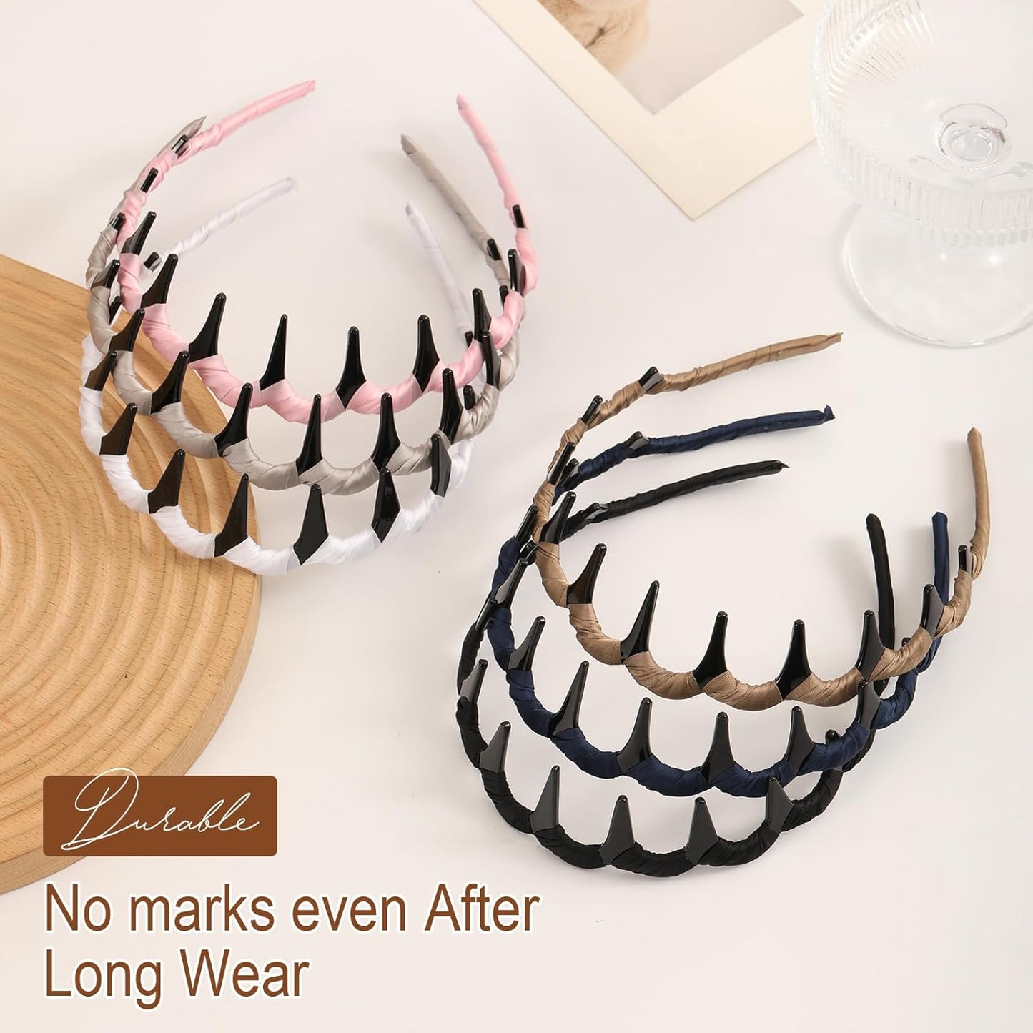 High Cranium Headbands for Women - Non-Slip Zig Zag Design | 6 PCS Reversible Vintage Hair Accessories