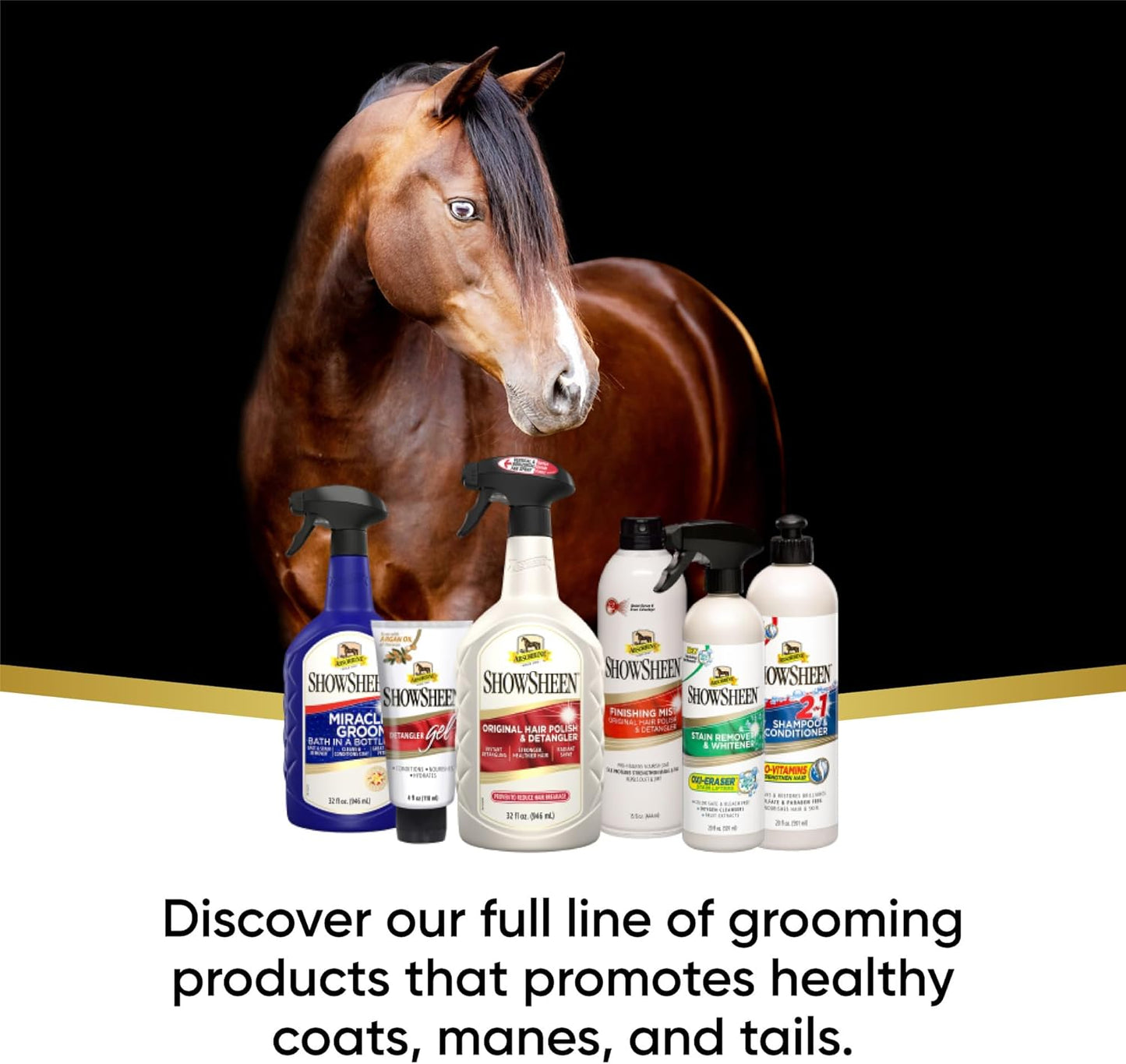 Absorbine ShowSheen Hair Polish & Detangler - 32oz Spray for Horses & Dogs | Instant Detangling & Shine