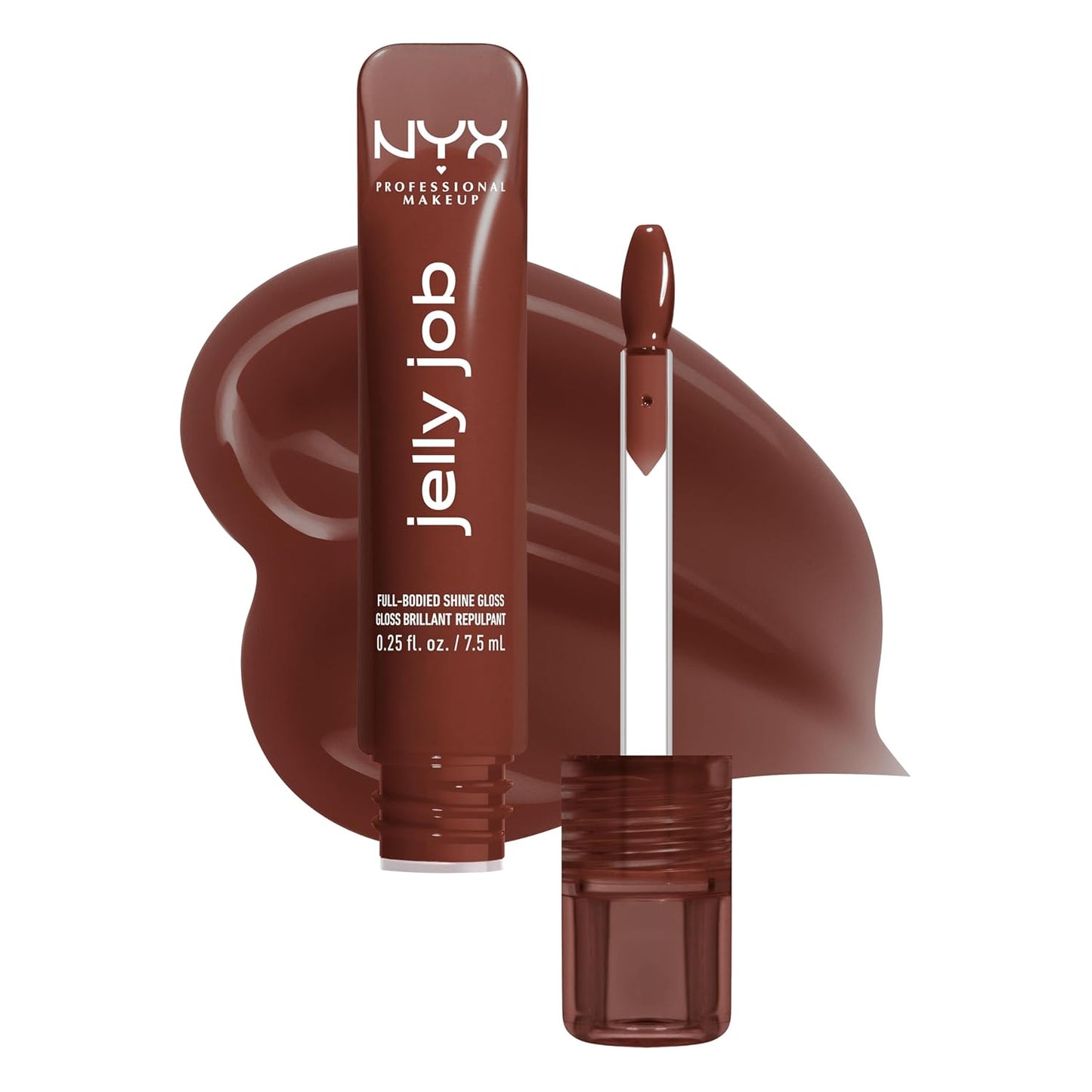 NYX Jelly Job Lip Gloss - Full-Bodied, Smoothing Lip Tint with Hyper-Glossy Shine | Toast N' Jelly (Pale Nude)