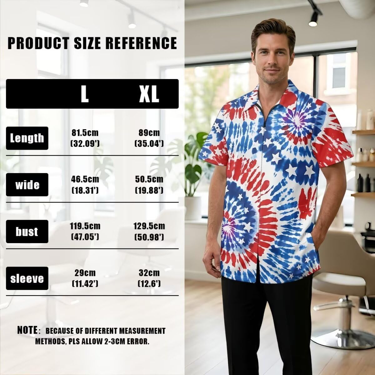 Hdjxbdhsv 4th of July Print Barber Shop Work Shirt,Tie-dye American flag Hairdresser Barber Shirts Hairstylist Shirt Gift Barbershop Scissors for Him Men Women