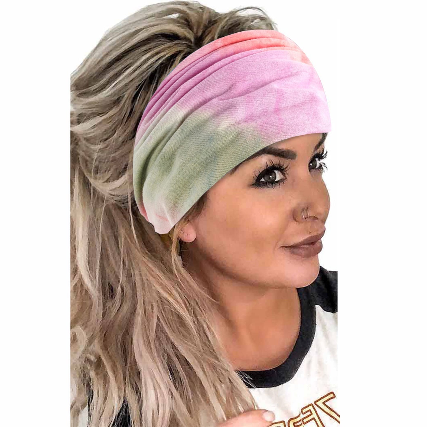 STGDAK Headbands Fashion Hair Bands Soft Head Bands Elastic Headband Non Slip Wrap Headbands Breathable SweatBand Tie Dye Hairband Accessories for Women Daily 3 Pack