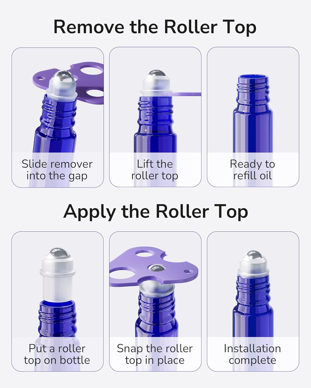 Essential Oil Roller Bottles - 48 Pack 10ml Cobalt Blue Glass with Stainless Steel Roller Balls | Includes 10 Extra Roller Balls & Labels