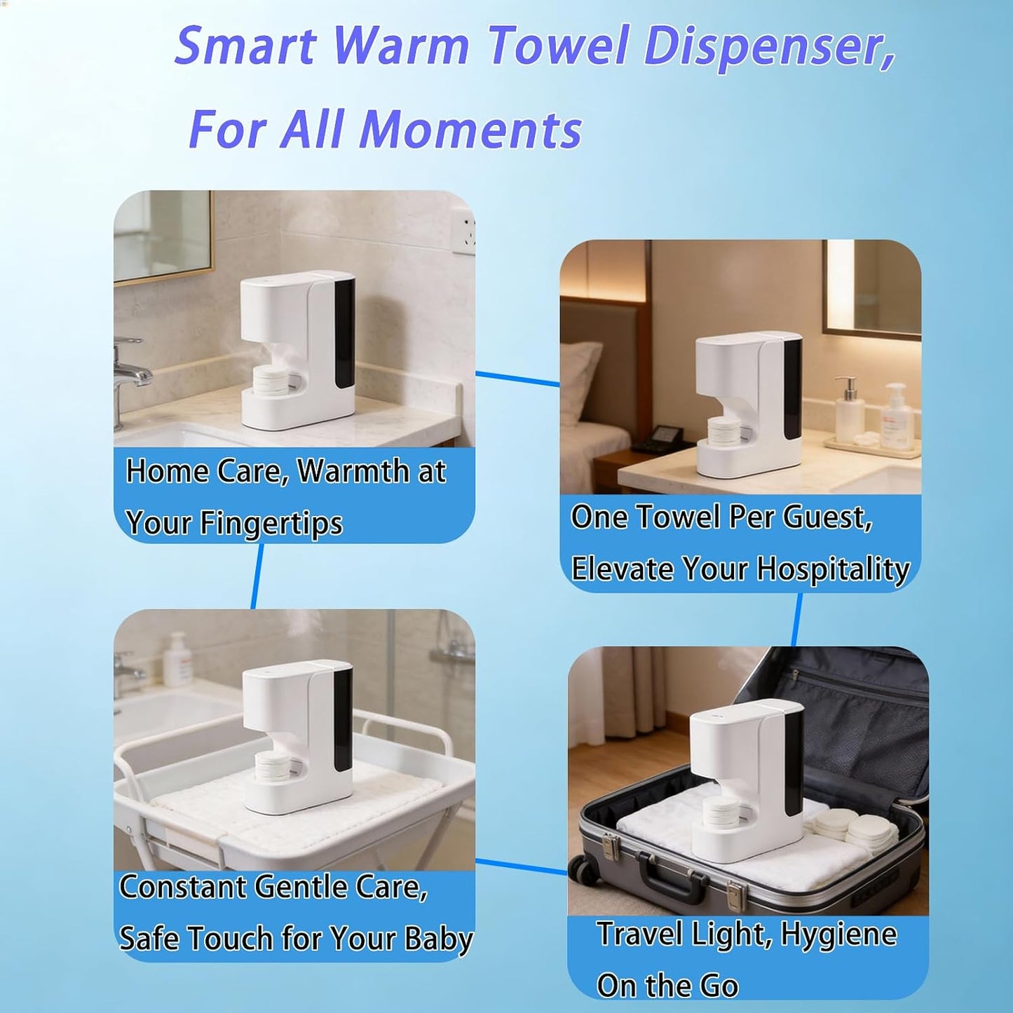 Automatic Hot Face Towel Warmer - 5-Second Heating, 55°C Constant Temp | Portable Spa & Salon Dispenser with 40 Towels