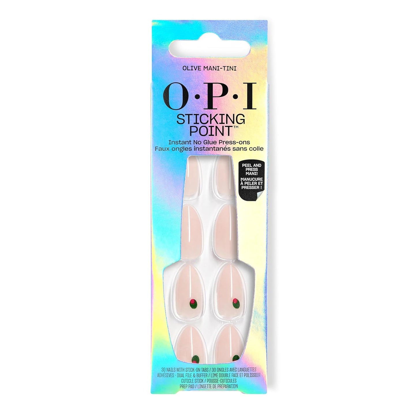 OPI Press On Nails - Instant No Glue Application | 30 Count, Short Round, Almond & Squoval Styles