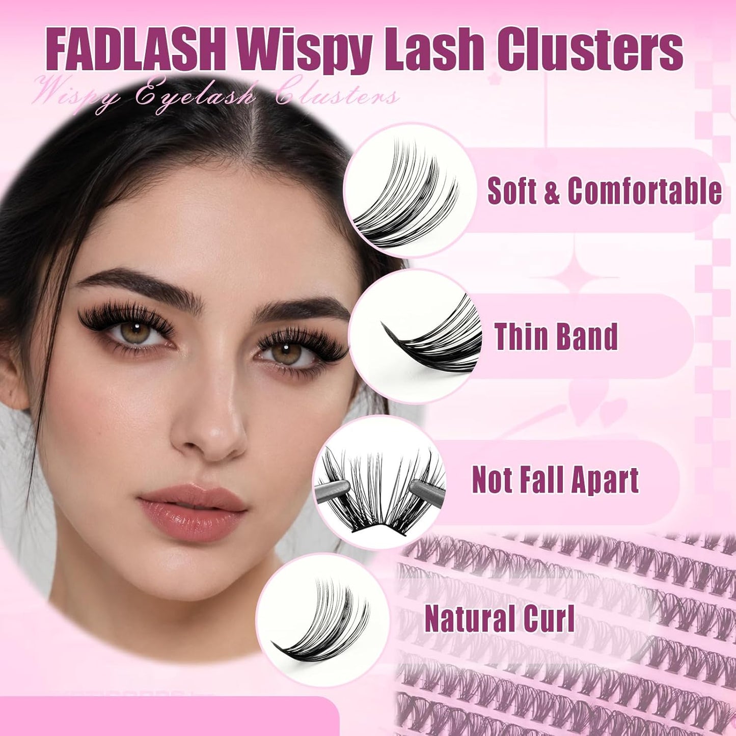 DIY Lash Clusters - D Curl Individual Eyelash Extensions 280PCS | Soft Band Wispy Volume, 8-16mm