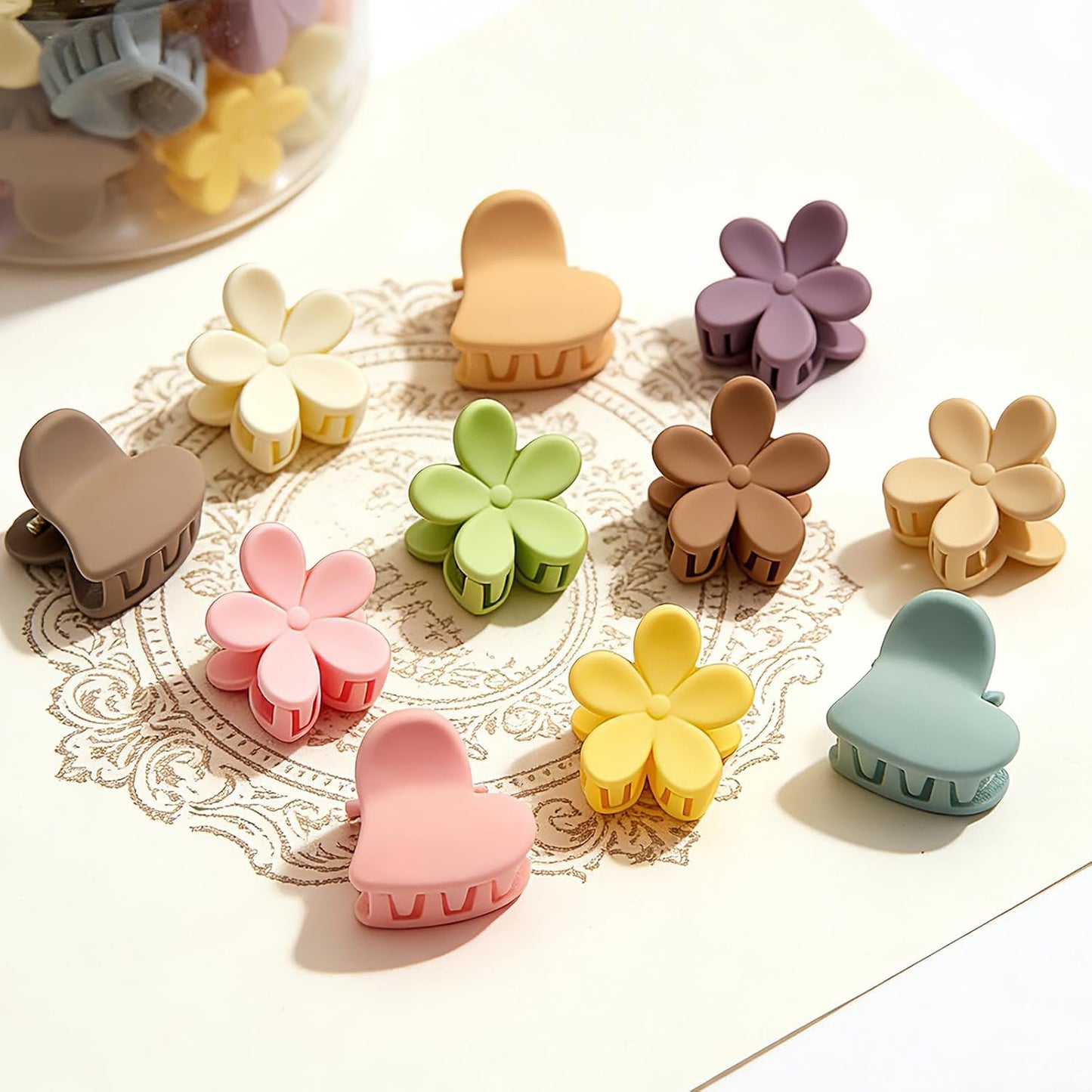 Mini Flower Hair Clips for Kids - 100 Colorful Claw Pins | Cute Toddler Accessories