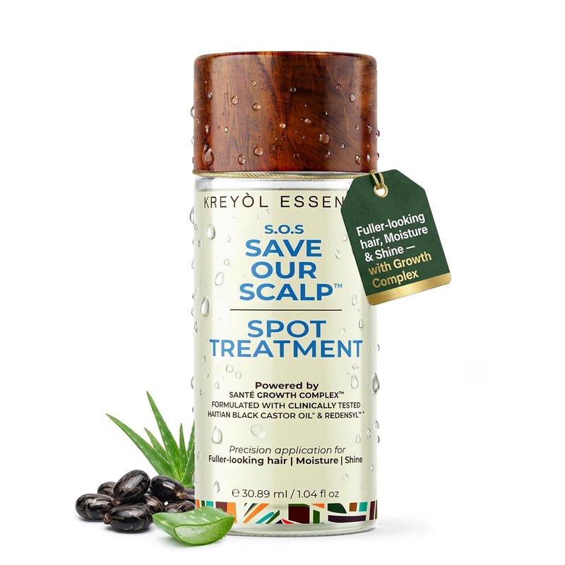Kreyol Essence SOS Spot Treatment Hair Serum - Haitian Black Castor Oil & Redensyl for Fuller, Moisturized Hair | 1.04 fl oz