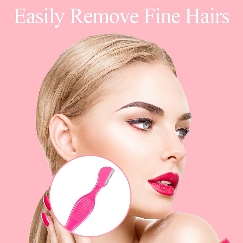Mudder 21 Pcs Eyebrow Razor Eyebrow Shaver Facial Razor Multipurpose Face Trimmers with Precision Cover for Women Makeup Care Tools(Rose Red)