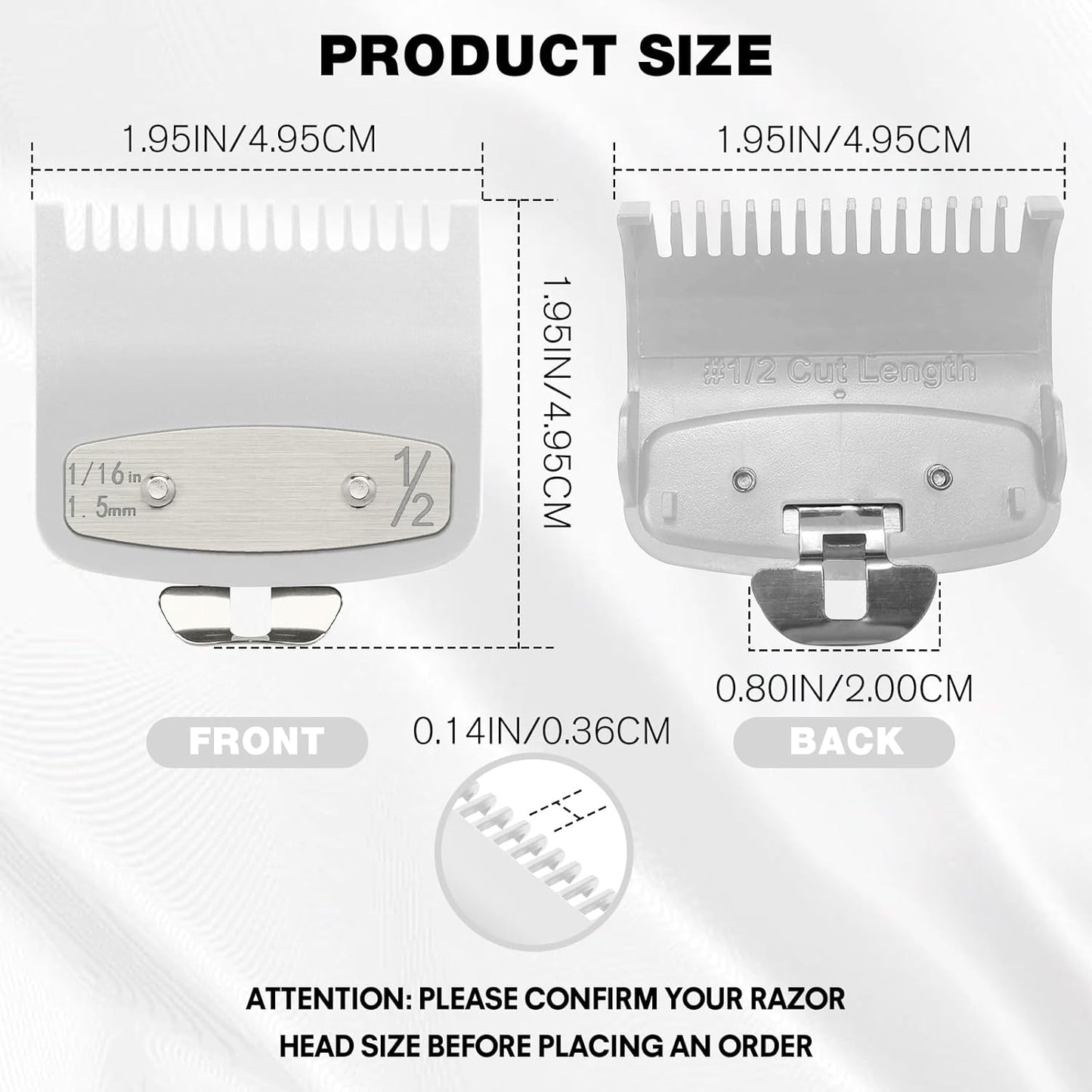Clipper Guards Set - 2 Pack Metal Hair Clipper Guide Combs for Wahl 1/2 | Replacement Accessories for Barbers & Stylists