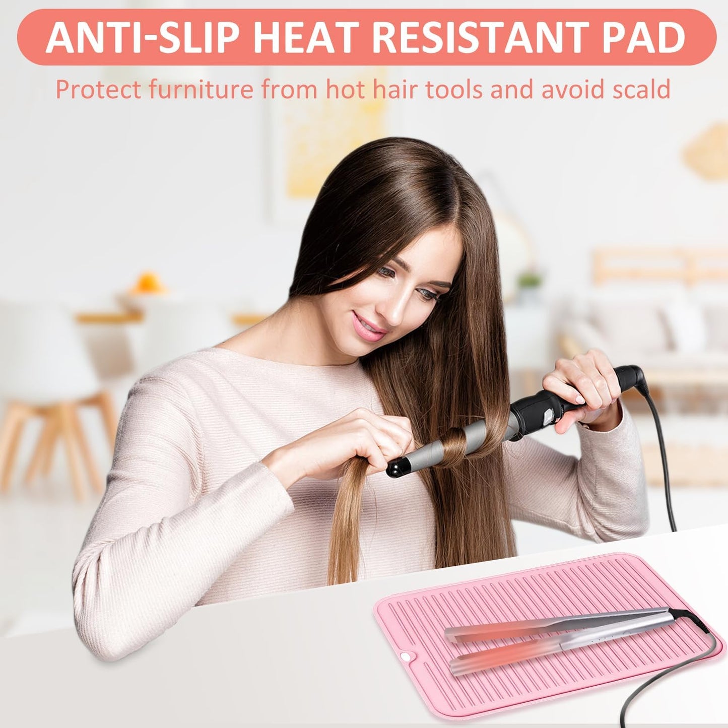Heat Resistant Silicone Mat for Hair Styling Tools - Protects Surfaces | Ideal for Curling Irons & Flat Irons