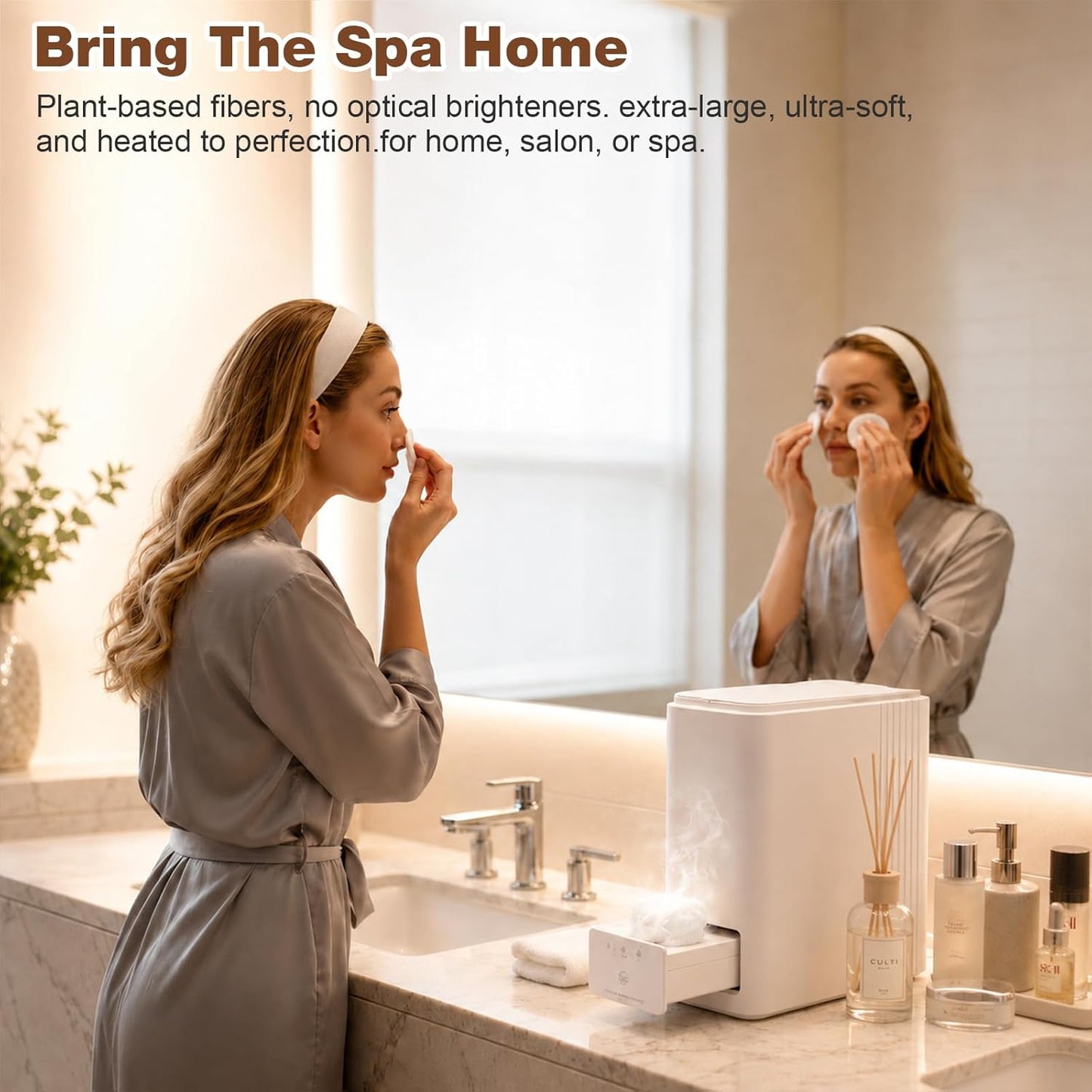 Mini Hot Towel Dispenser - Fast Heating Face Towel Warmer with Voice Alerts | 55°C (131°F) Constant Temp, 20 Towels Capacity