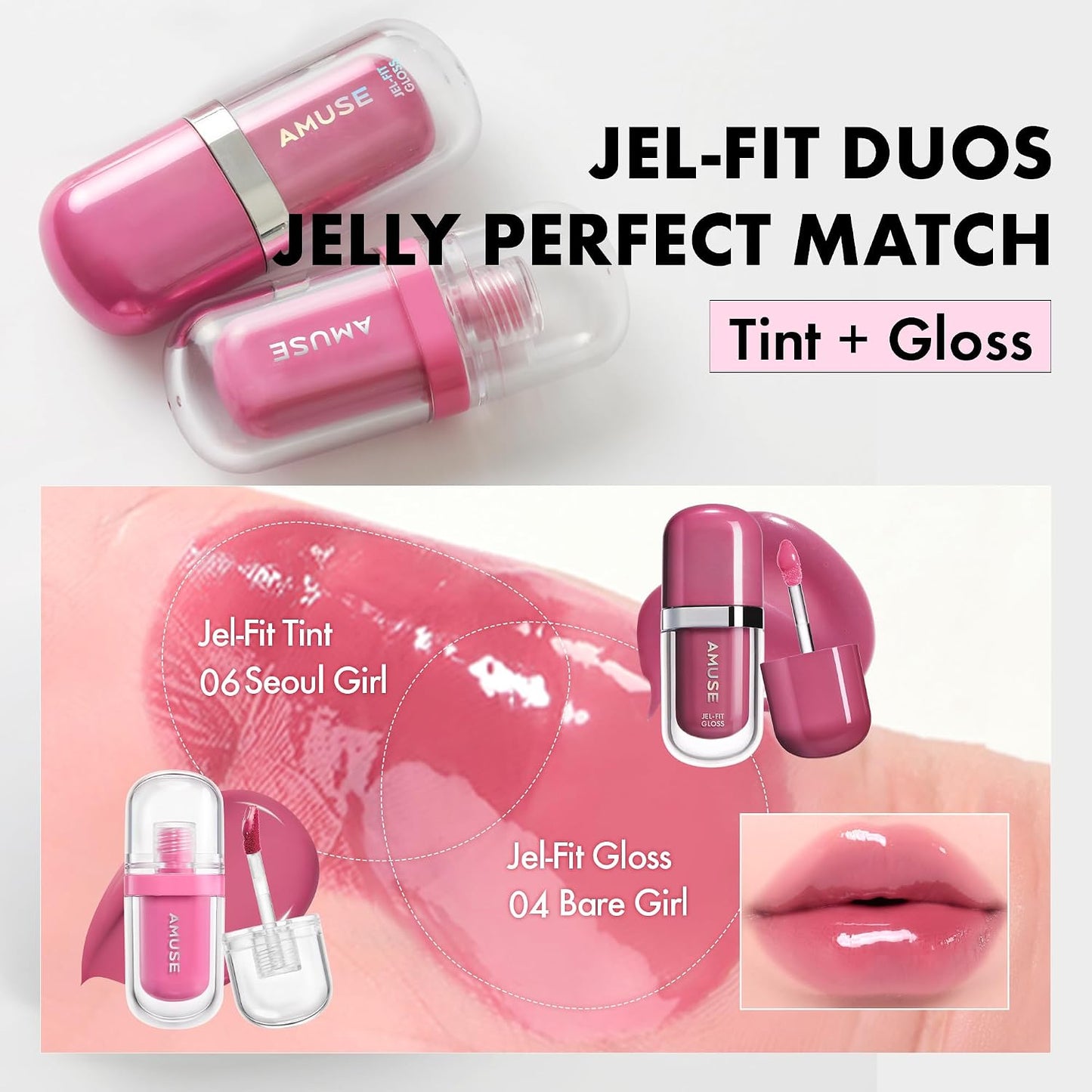 Jel-Fit Tinted Lip Gloss - Caffeine Cherry Ultra Shine Plumping Lip Stain | Hydrating Vegan K-Beauty Tint