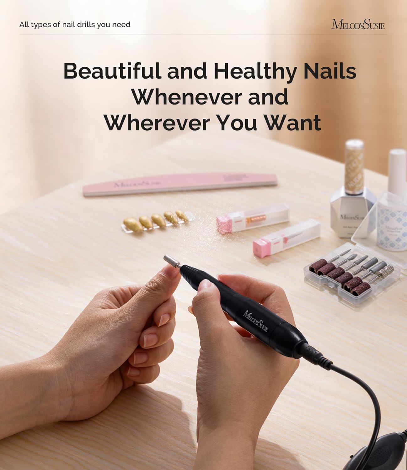 Electric Nail Drill Machine - Portable Efile Set for Acrylic Gel Nails | Manicure & Pedicure Tool in Black