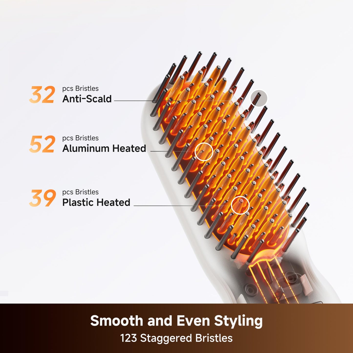 Dreame Silky Cordless Hair Straightening Comb, Rechargeable Ionic Straightener Brush for Women, 2Billion Ions, Fast Heating MCH & 7 Temp Settings Hot Comb, 5D Wide-Bristle Design, Mini Travel Size