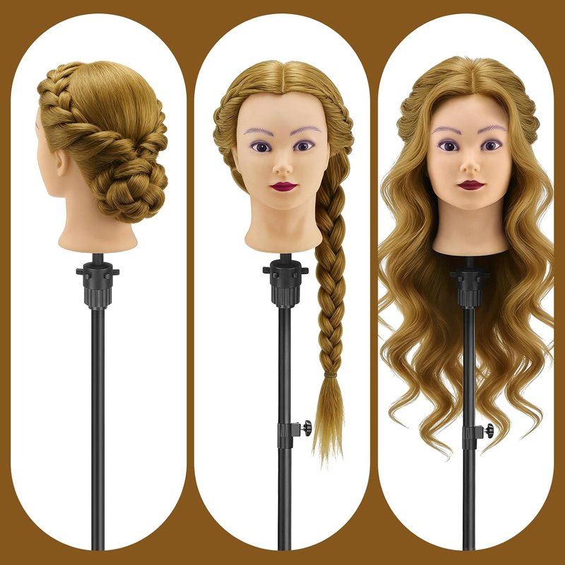 Mannequin Head with 90% Human Hair - 26-28" Realistic Hair Styling Doll for Cosmetology Training & Hairdressers