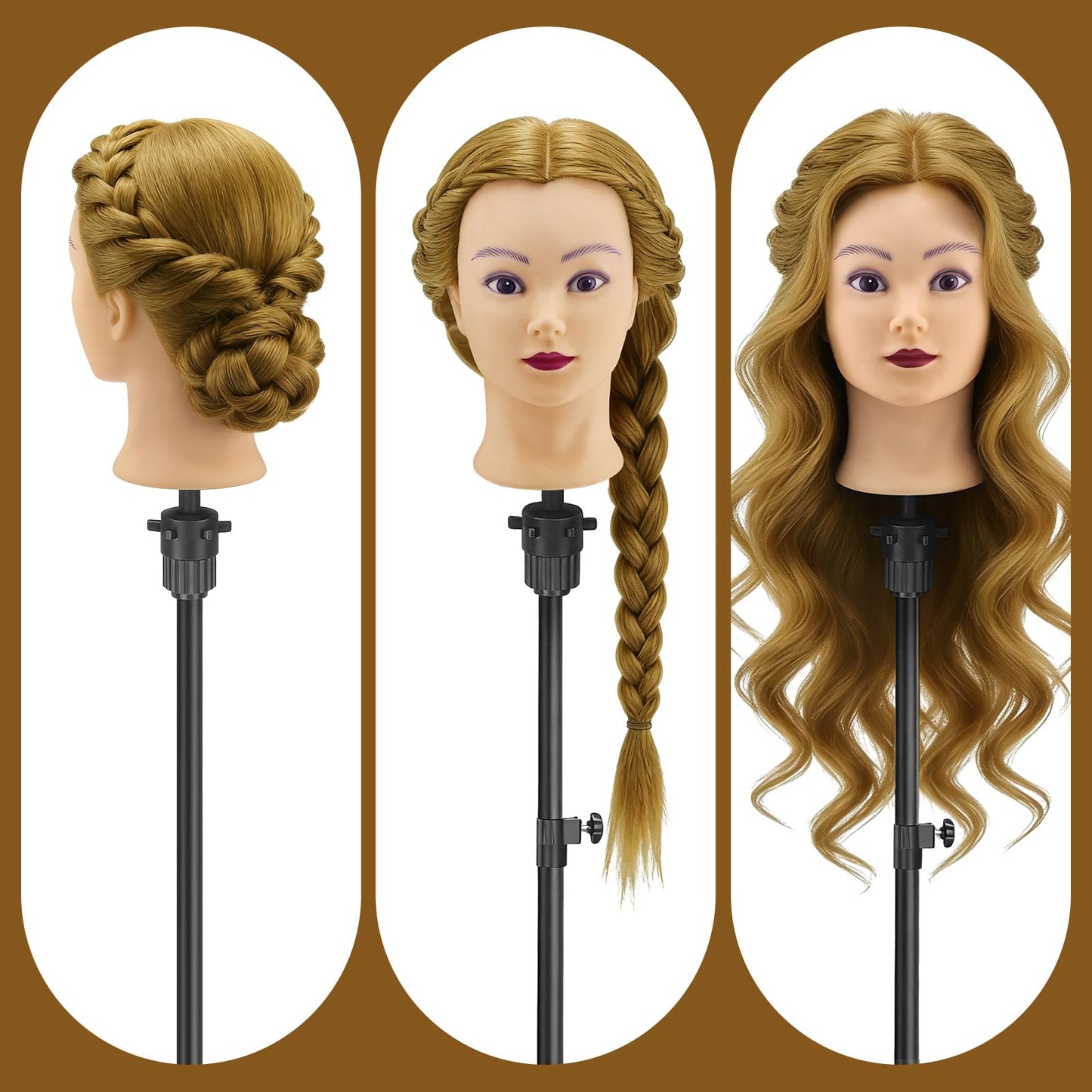 26" Mannequin Head with Hair for Hairdressing Training and Hair Styling