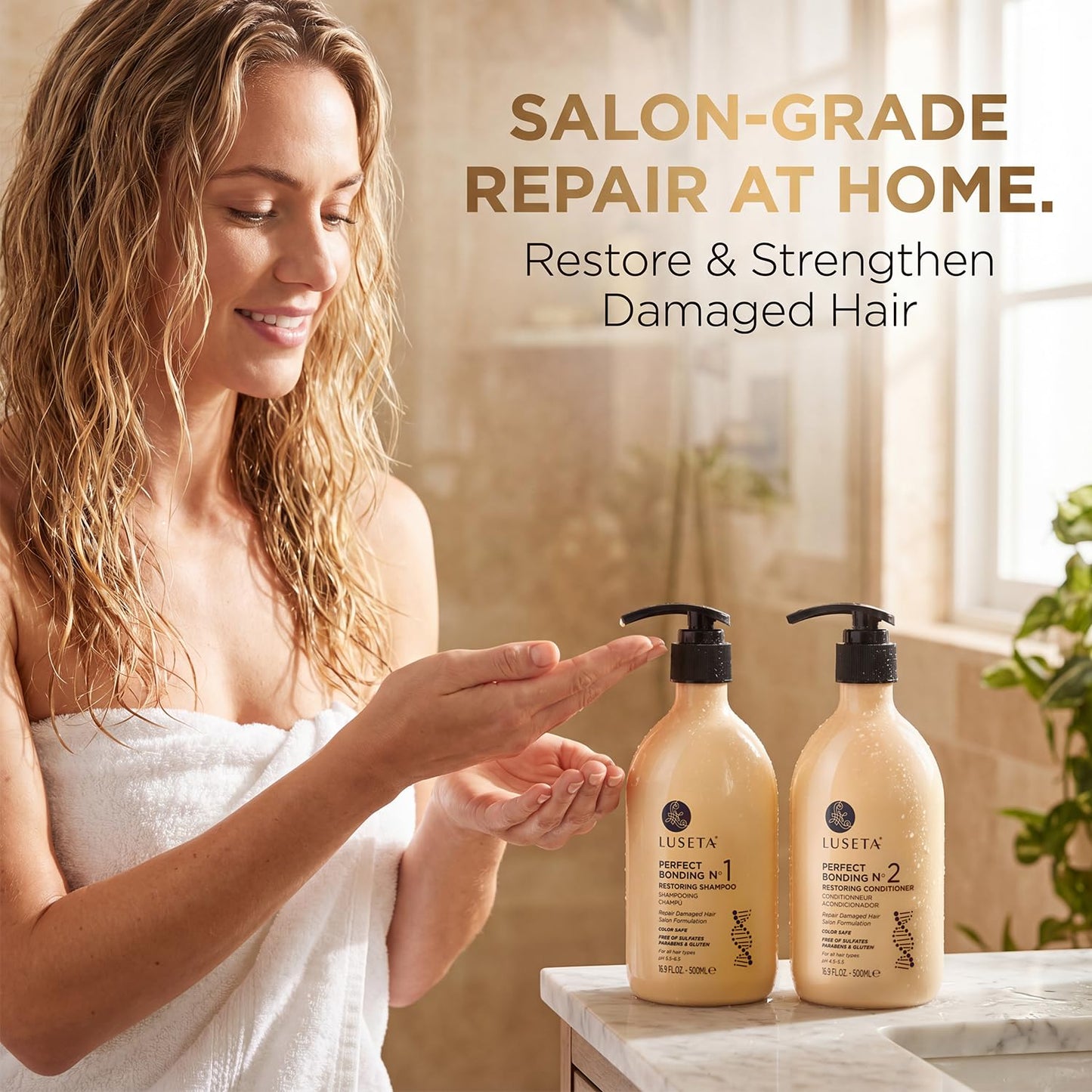 Bond Repair Shampoo & Conditioner Set for Chemically Damaged Hair - Deep Moisture & Shine | 2x16.9 oz