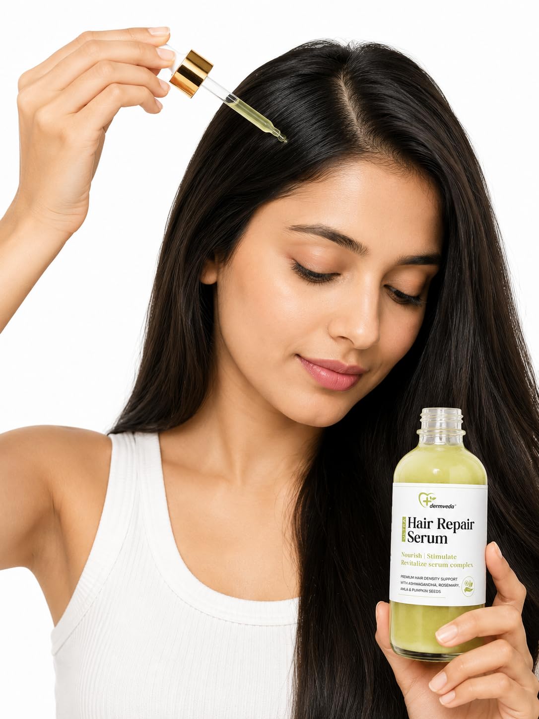 Dermveda Hair Repair Serum with Rosemary, Amla & Ashwagandha, Lightweight Scalp Care Oil for Thinning Hair & Dry Scalp, Herbal Formula, 30 ml