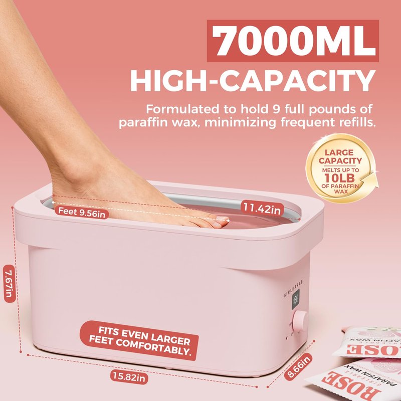 GIRLEARLE 7000ml Paraffin Wax Machine for Hands and Feet, Hand Wax Paraffin Machine Bath with 4.4 lbs Paraffin Wax Refills for Hands, Feet, Elbows & Body to Relieve Stiff Muscles & Joints
