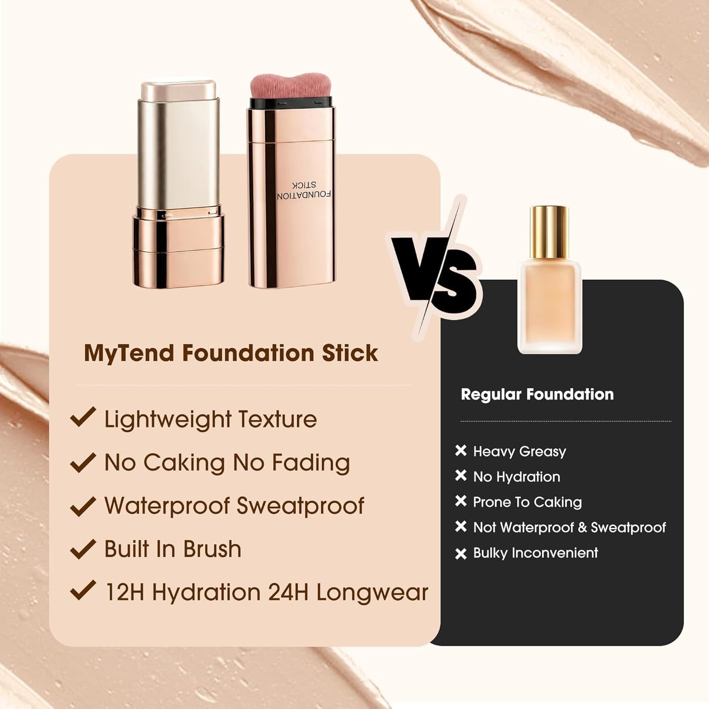 Luminous Dual-Ended Foundation Stick - Full Coverage Contouring & Concealer | Waterproof, Skin-Friendly, 01 Ivory