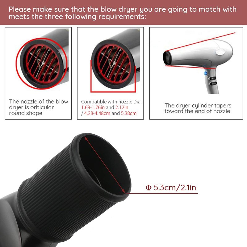 Segbeauty Blow Dryer Comb Attachment, Black Brush Attachments for Hair Dryer Concentrator Nozzle 1.69-1.76in and 2.12in, Pro Hairdressing Styling Salon Tool to Straighten Detangle Curly Natural Hair