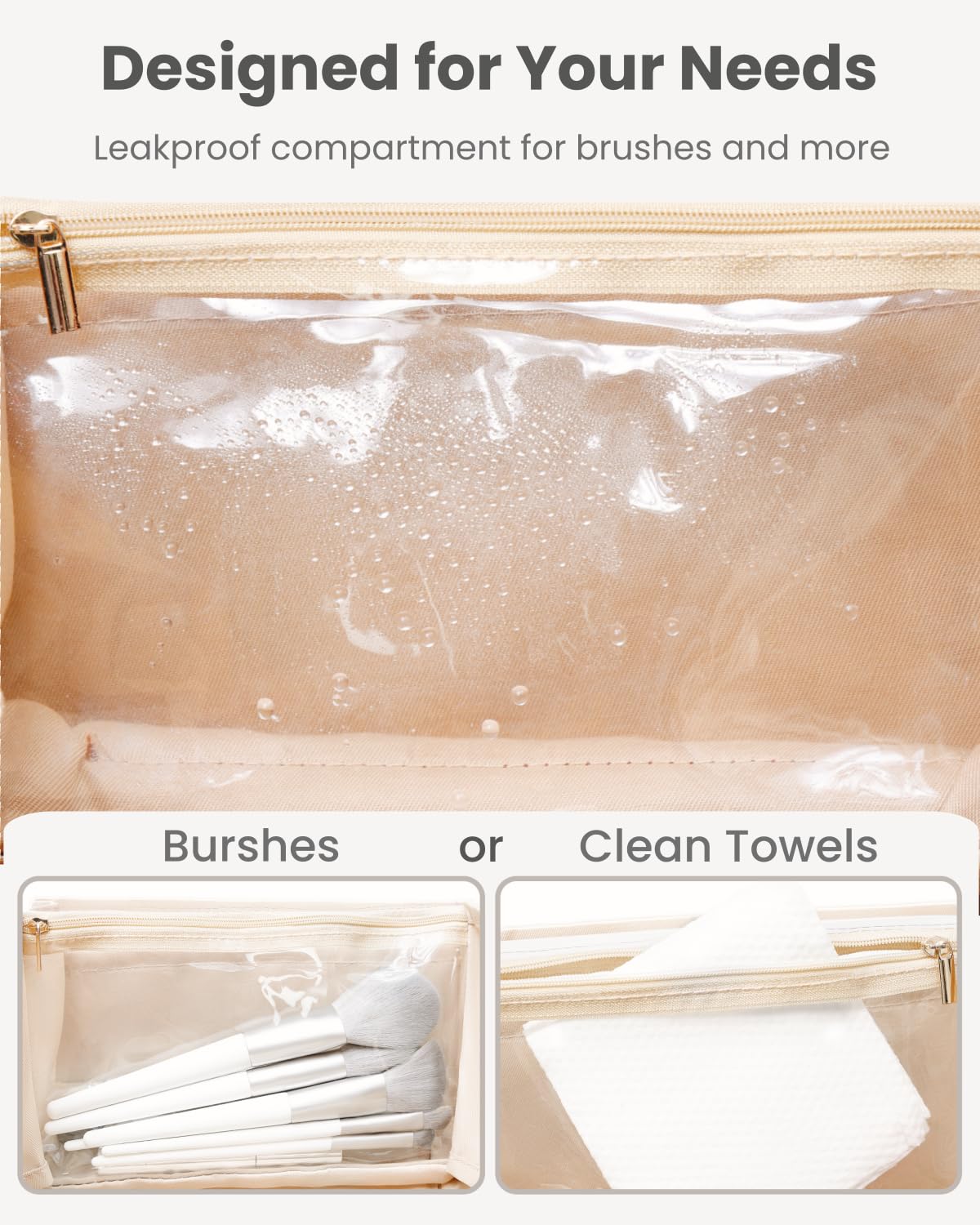 WecMec Travel Makeup Bag Large Cosmetic Organizer Bags for Women 180° Flat Open Makeup Case with Compartments Waterproof PU Leather Toiletry Bag for Skincare, Brushes & Beauty Travel Essentials