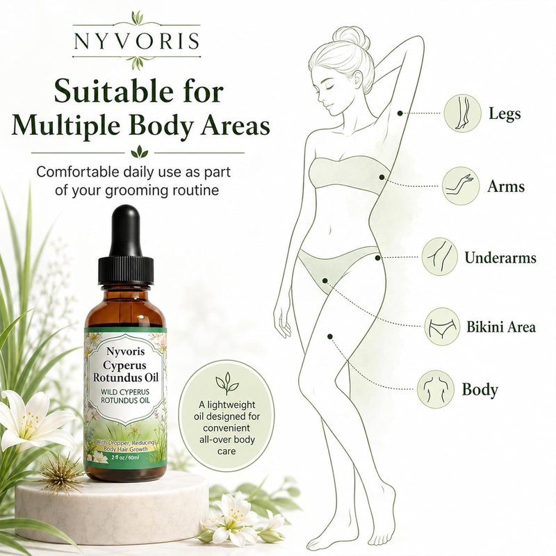 Cyperus Rotundus Oil for Hair Removal - Cold-Pressed Natural Plant Oil, 2 Fl Oz | Reduce Unwanted Hair