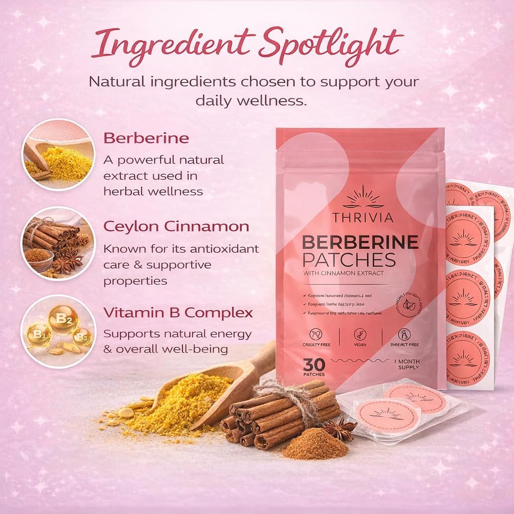 Berberine Patches for Weight Loss & Metabolic Health - L Glutamine, Chromium, Pomegranate & Cinnamon (30 Count)