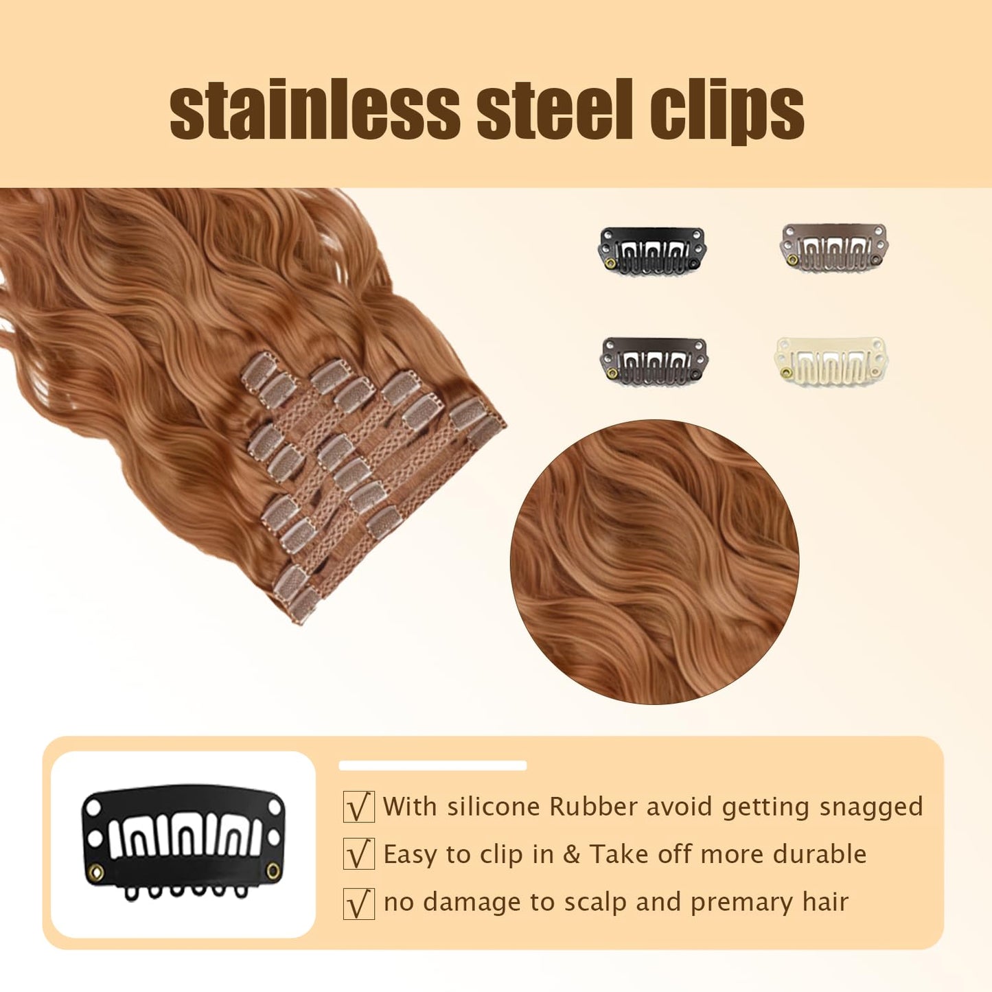 20 Inch Light Brown Clip in Hair Extensions Real Human Hair 120g/7Pcs,Full Shine Color #30 Remy Human Hair,#30 Brown Body Wave Clip ins Brazilian Virgin Human Hair Extensions