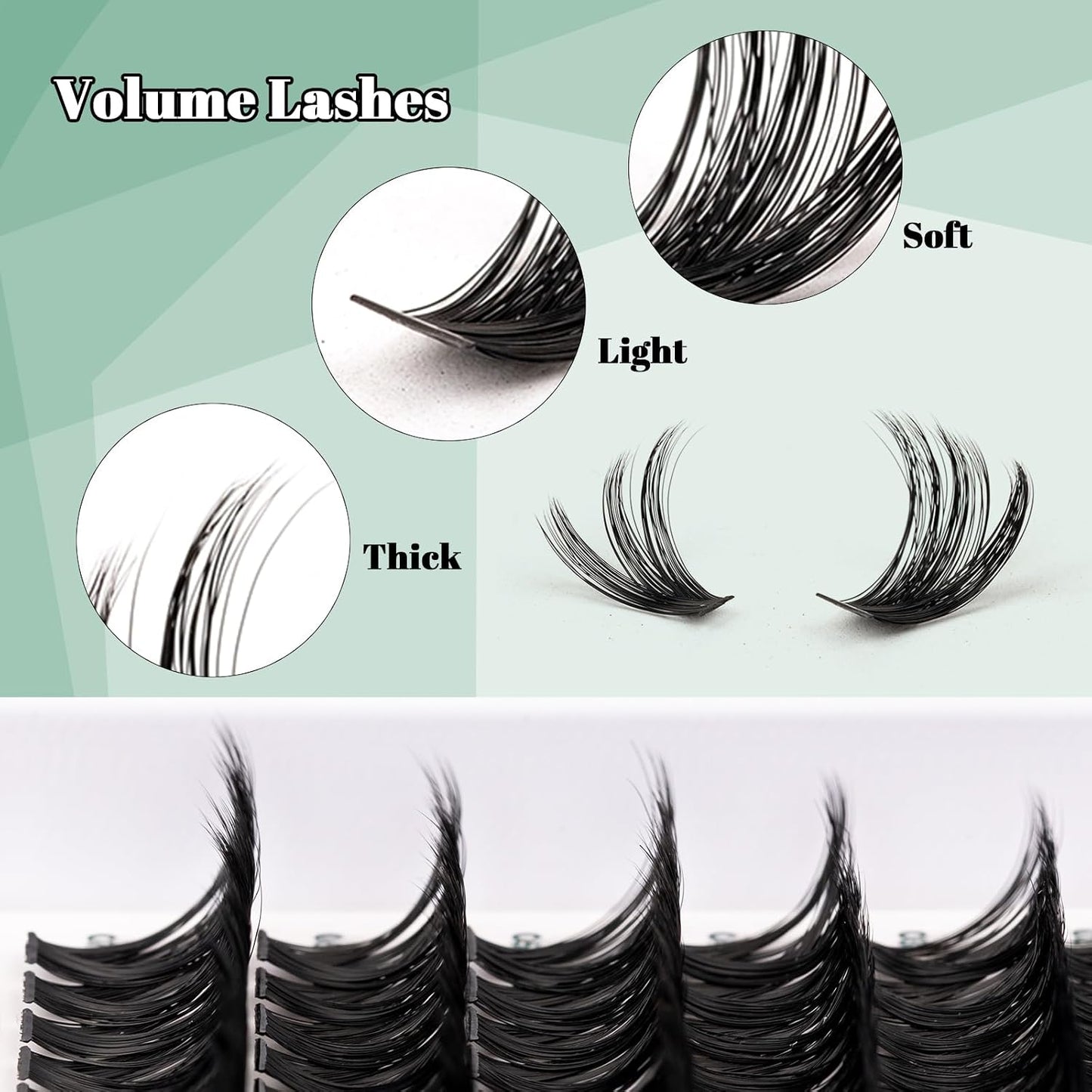 Eyelash Clusters Kit - 80D & 100D Thick Volume Lashes | 10-18mm DIY Individual Extensions with Bond & Seal