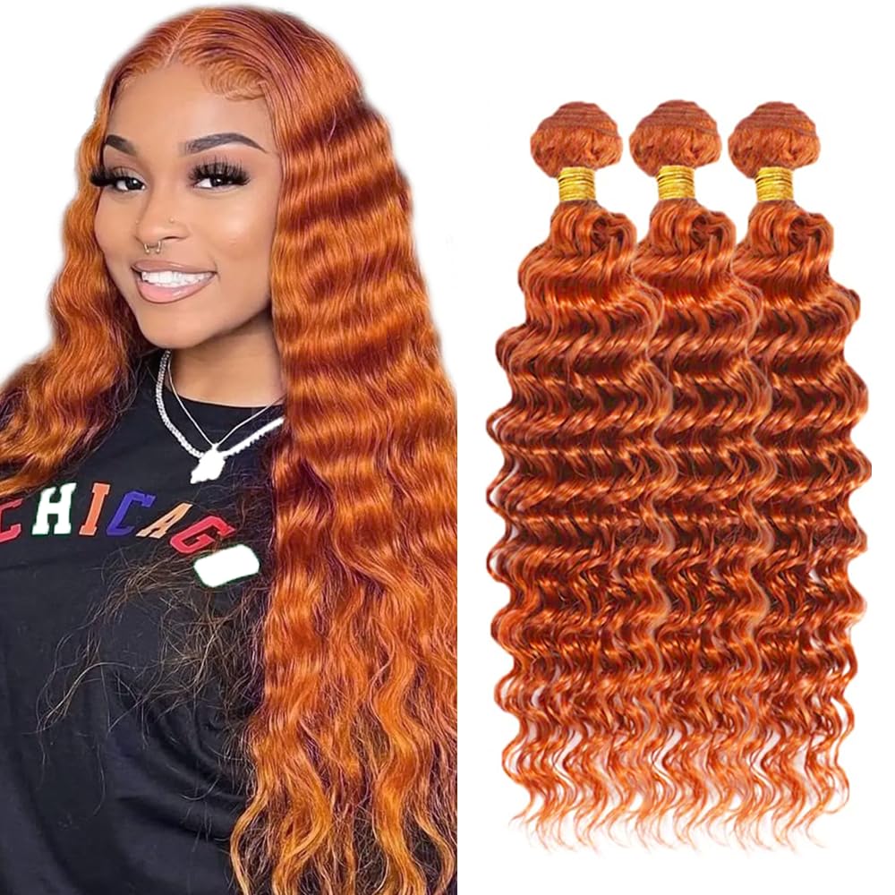 Ginger Bundles 350 Deep Wave 3 Bundles 20 20 20 inch Ginger Wet and Wavy Bundle Color 350 300g