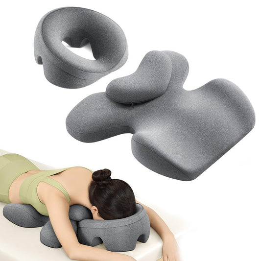 OSZZT Massage headrest for Bed, a Chest and face Support Sleep Pillow, is Suitable for Massage, SPA and Sleep. Face Down for Eye Surgery， After Surgery for Sleeping (Grey)