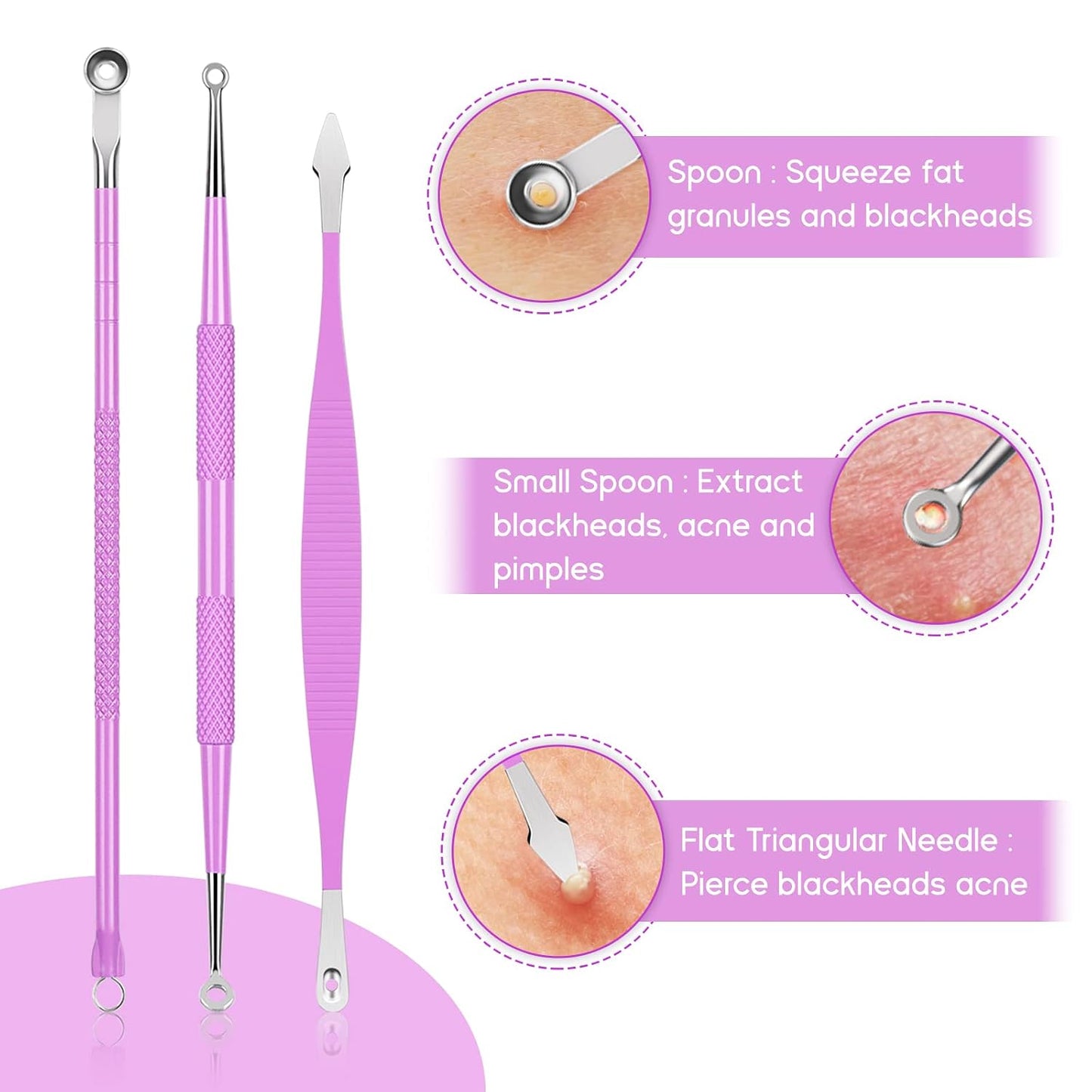 Blackhead Remover Tool Kit - 15 Pcs Comedone Extractor Set with Metal Case | Pimple Popper Tools for Blemish Removal