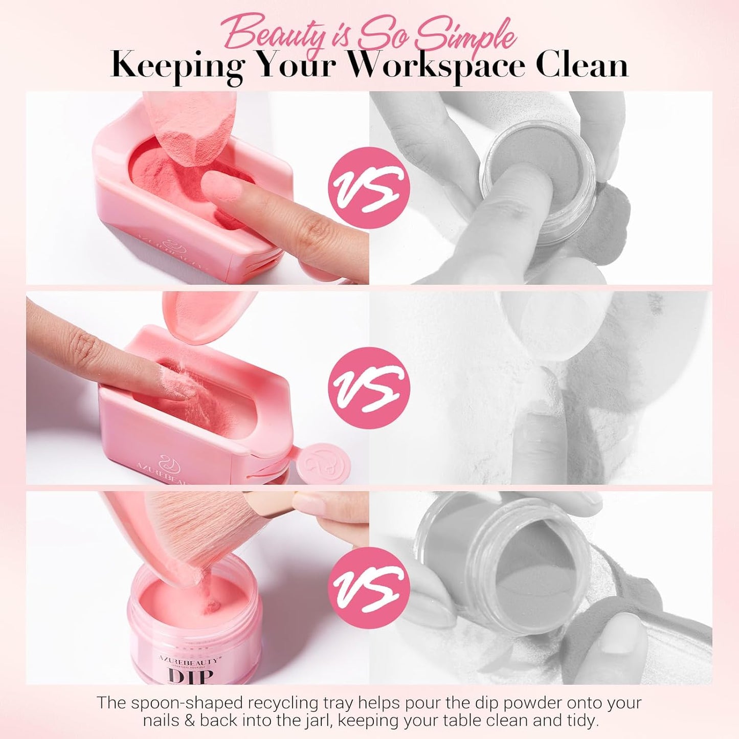 Dip Powder Recycling Tray System - Triple Layer Nail Dip Powder Container with Tools | Essential Manicure Kit