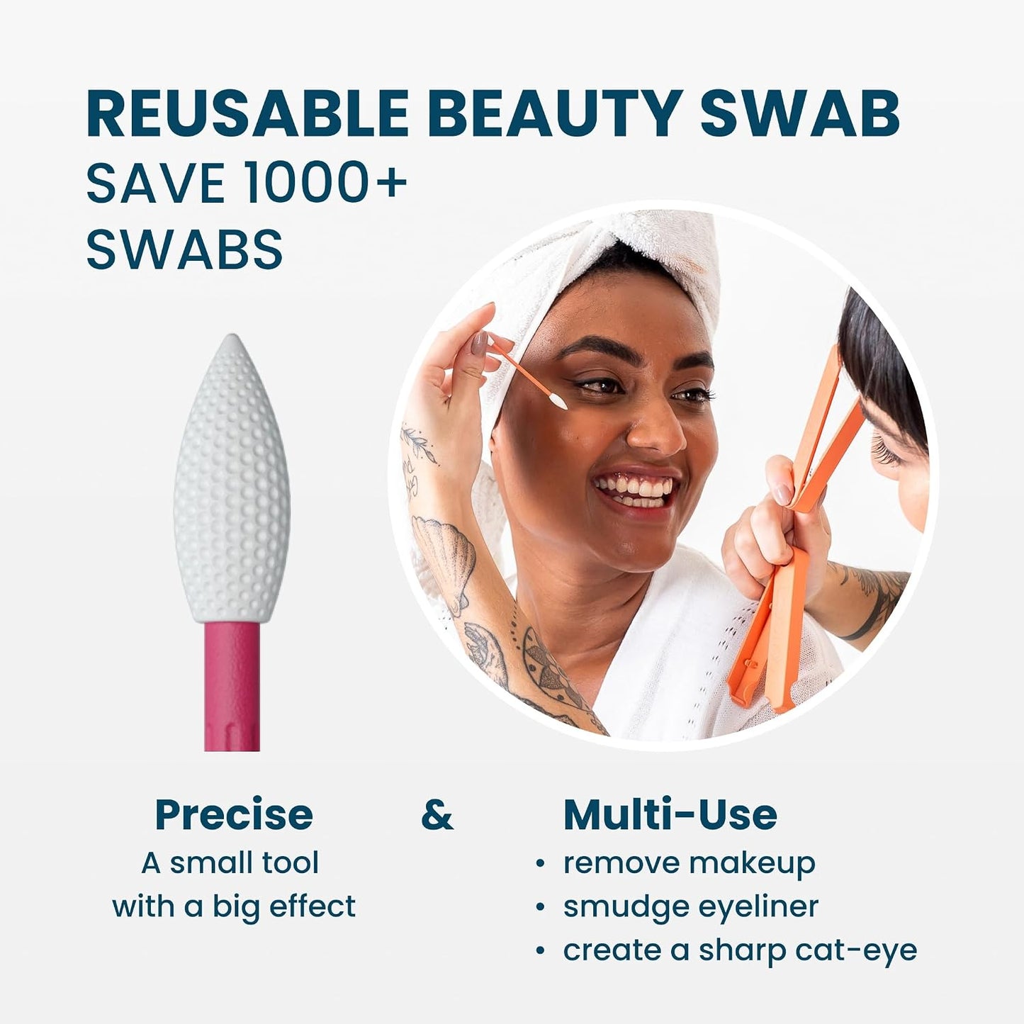 Reusable Q-Tips for Makeup - Precision Silicone Cotton Swabs for Eyeliner & Mascara | Eco-Friendly, Washable, Travel Case - Red