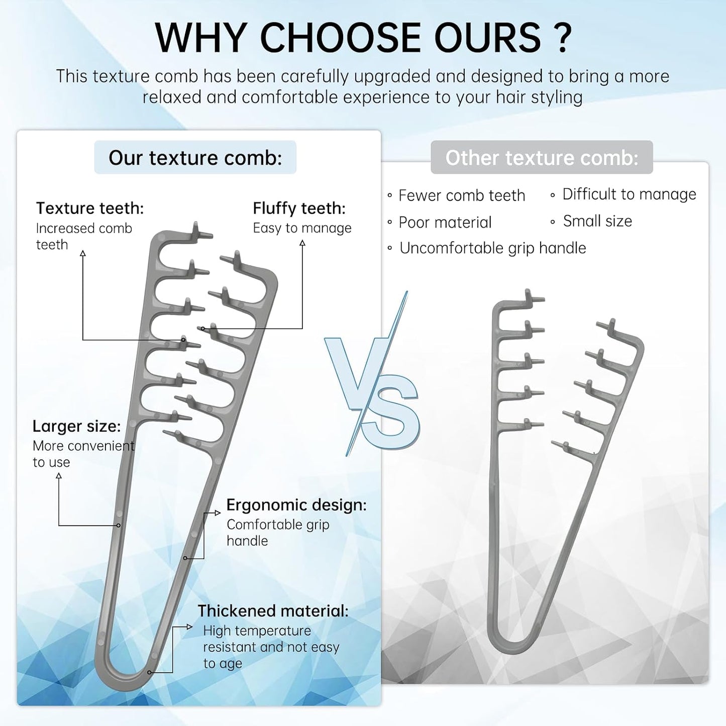 Volumizing Texture Comb Set for Men - Travel Folding Design | Dual-Purpose Wide & Fine-Toothed Comb