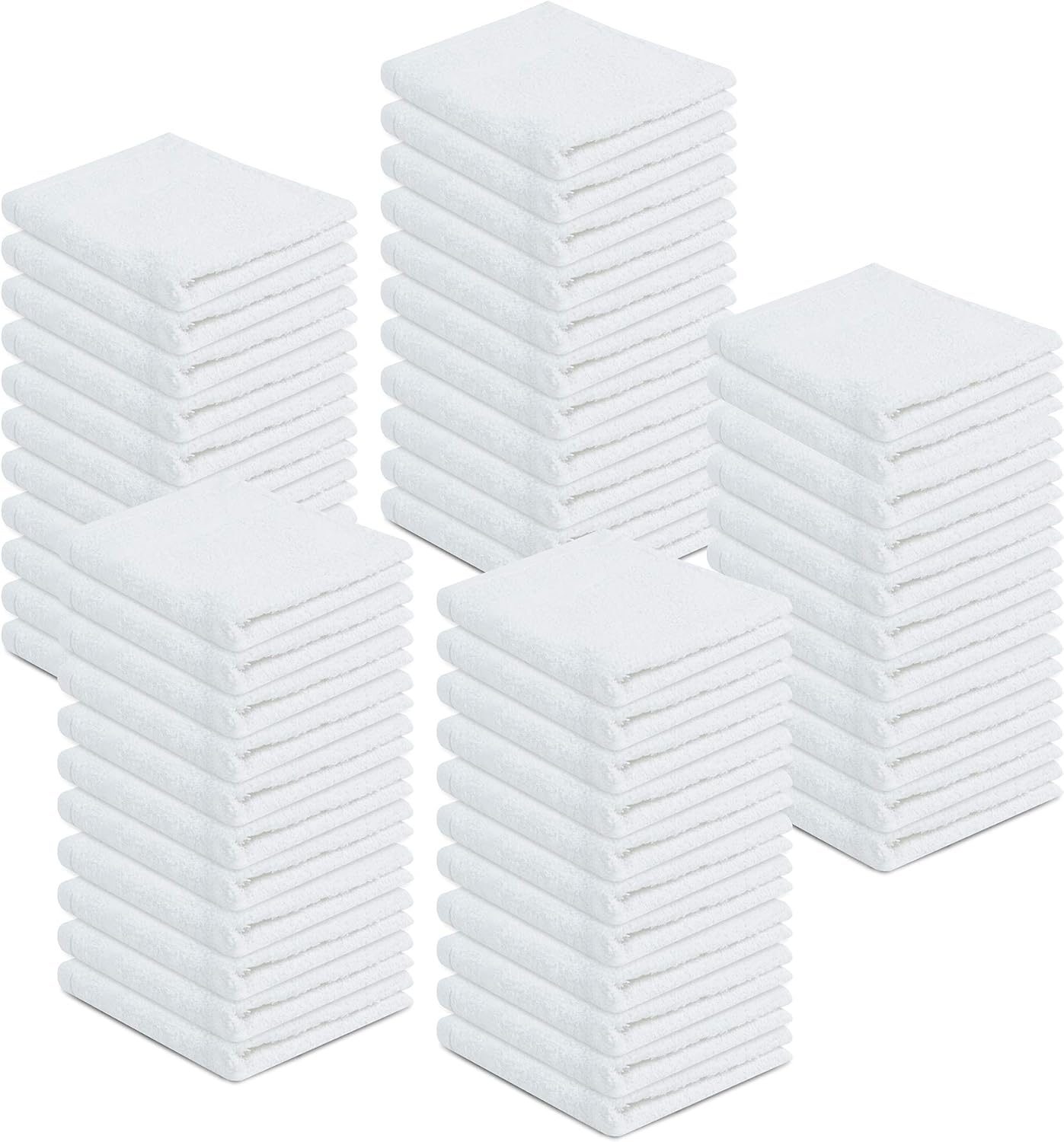Cotton Terry Towels - High Absorbent Cleaning Cloths | Pack of 50, 12x12 Inches, White
