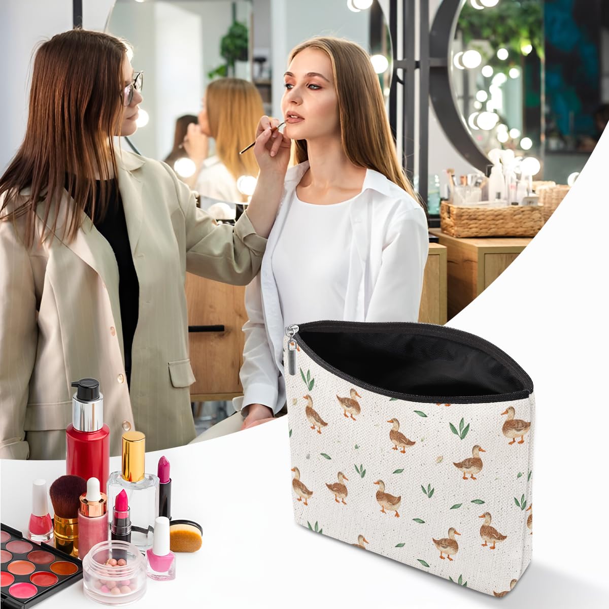 Duck Gifts for Duck Lovers, Makeup Bag Cosmetic Bag Travel Pouch, Animal Lovers Gifts for Women Girls Daughter Sisters Coworker Best Friend Friendship Graduation Birthday