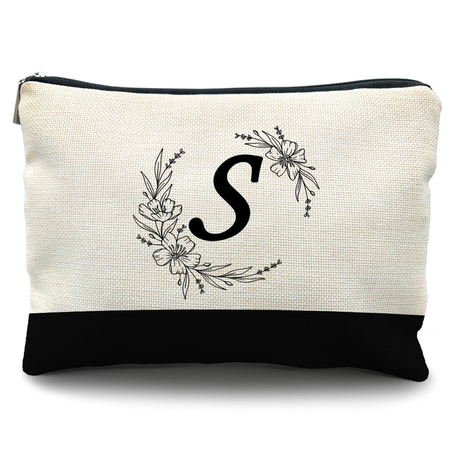 Likjad Bride Bridesmaid Cosmetic bag,personalized makeup bag,Initial Monogram Personalized makeup bag,bridesmaid gifts,personalized gifts,make up bag,monogrammed gifts for women（S）