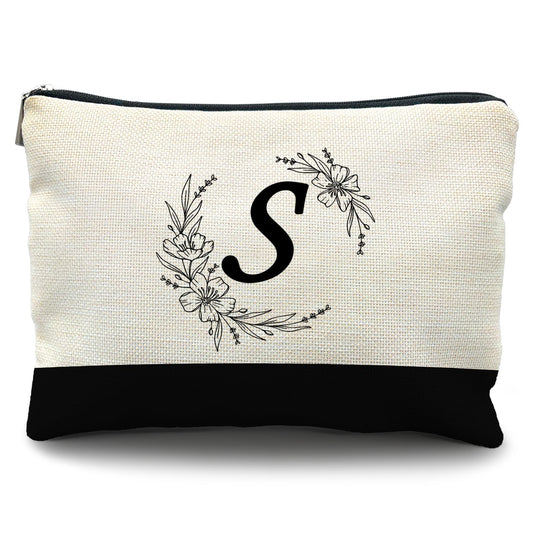 Likjad Bride Bridesmaid Cosmetic bag,personalized makeup bag,Initial Monogram Personalized makeup bag,bridesmaid gifts,personalized gifts,make up bag,monogrammed gifts for women（S）