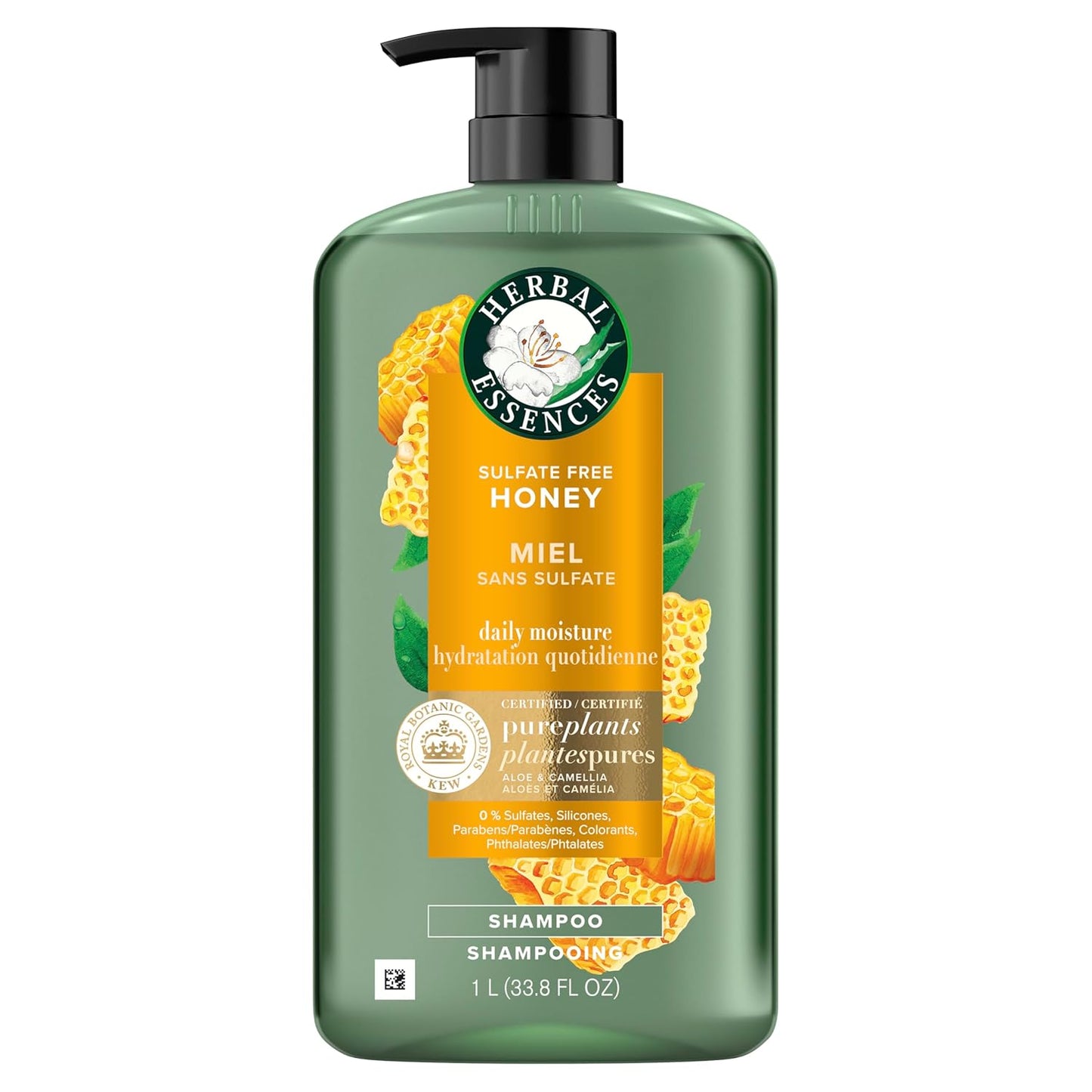 Herbal Essences Sulfate Free Shampoo - Daily Moisture & Nourishment with Honey, Aloe Vera & Camellia Oil | 33.8oz