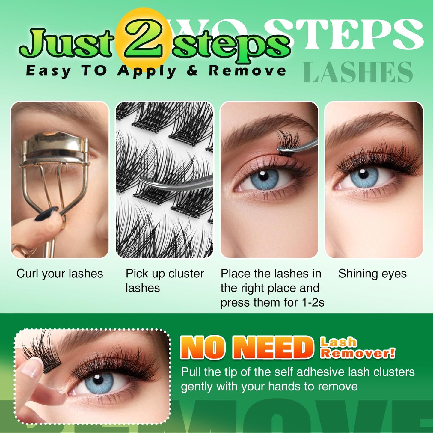 Lash Clusters - 240 Pcs Self-Adhesive Fluffy Cluster Lashes | DIY Extensions 8–16mm for Soft Volume Look