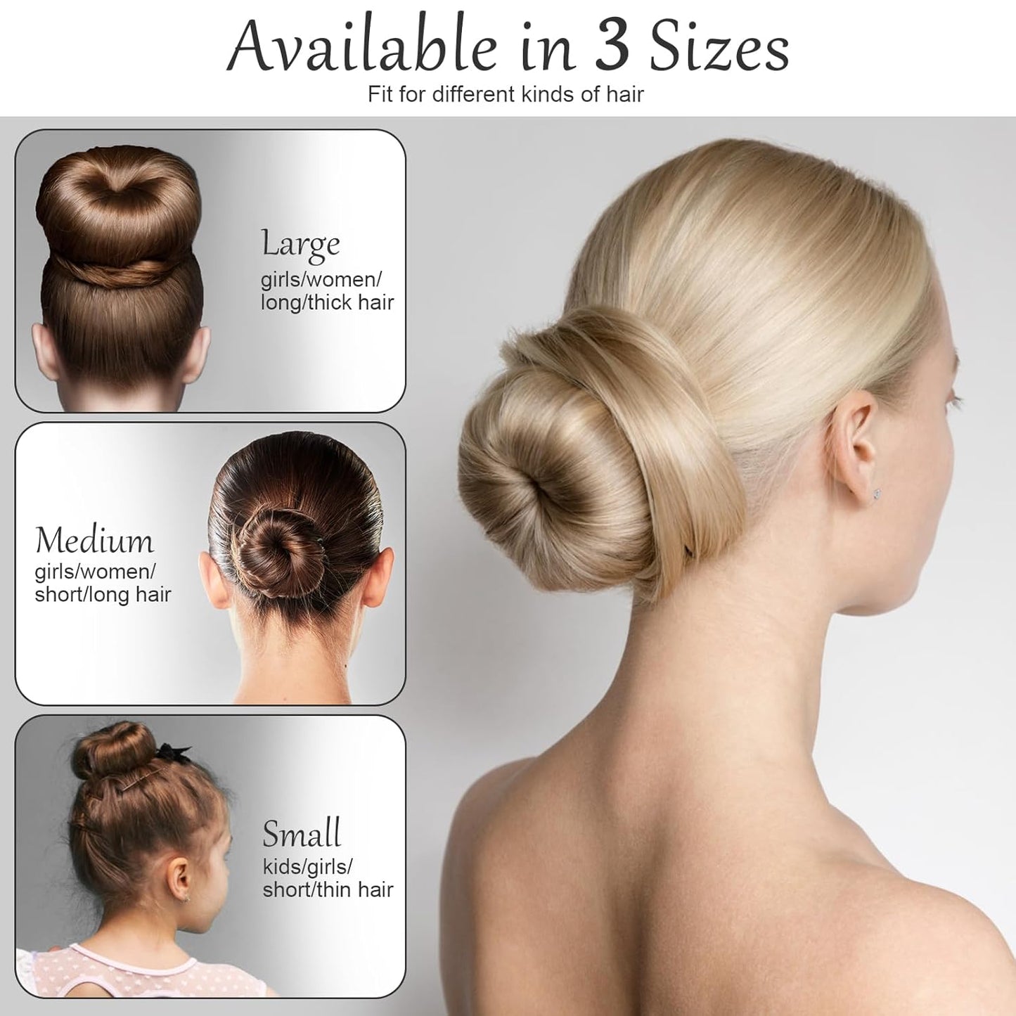 Hair Bun Maker - 12 Pcs Medium Sock Bun Doughnuts for Ballet Style Buns | Long Hair Accessories (Size M / 2.75 Inch, Brown)