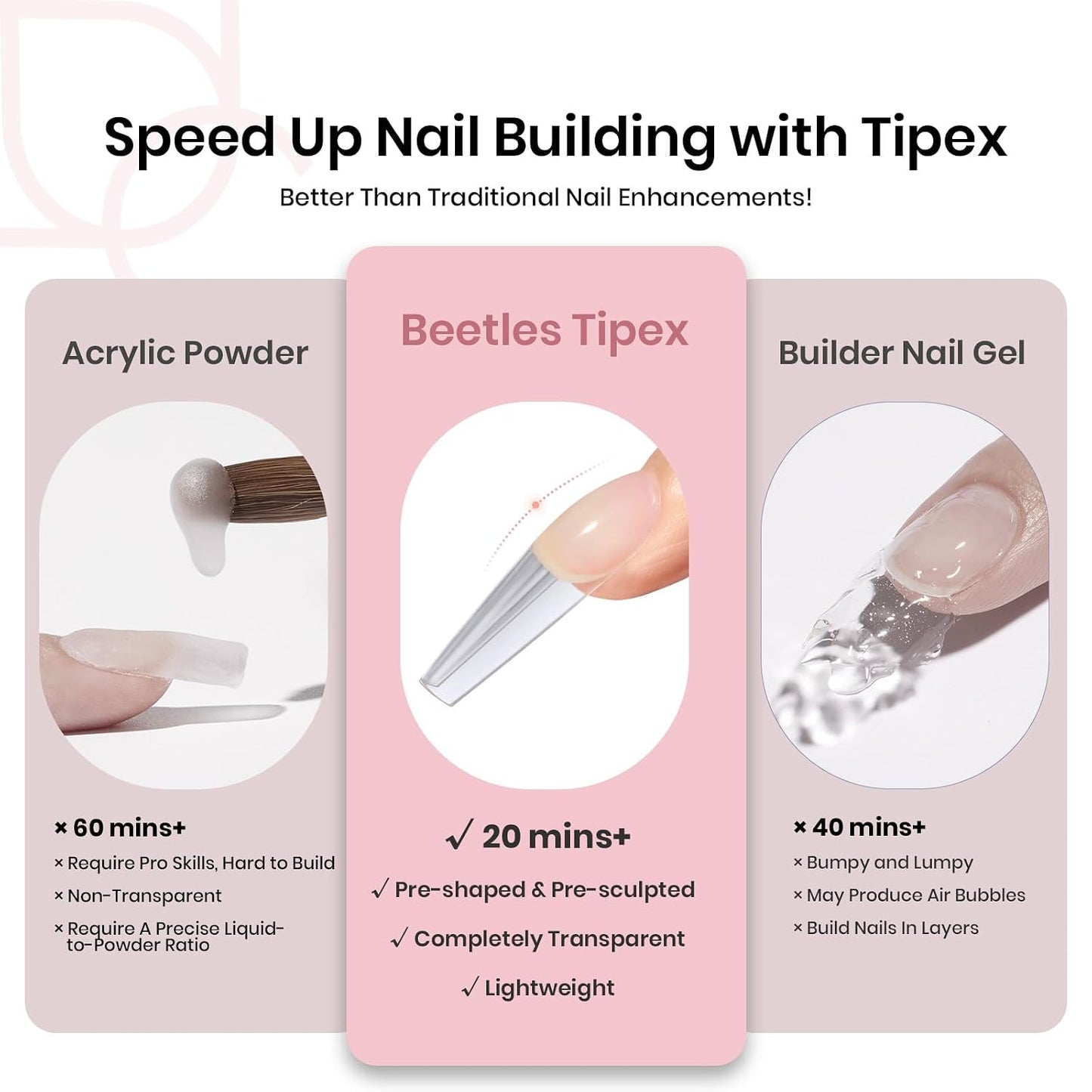 Apex Nail Tips - Long Coffin Shape, 192pcs in 16 Sizes 00-14 | Thicker Acrylic for DIY Salon Extensions