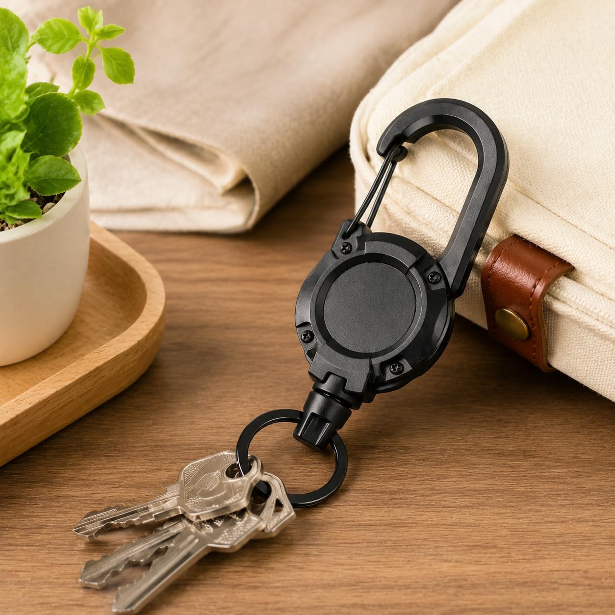 Retractable Keychain - Heavy Duty Steel Cable With Secure Metal Clip | 2 Pcs for Hiking & Camping Accessories