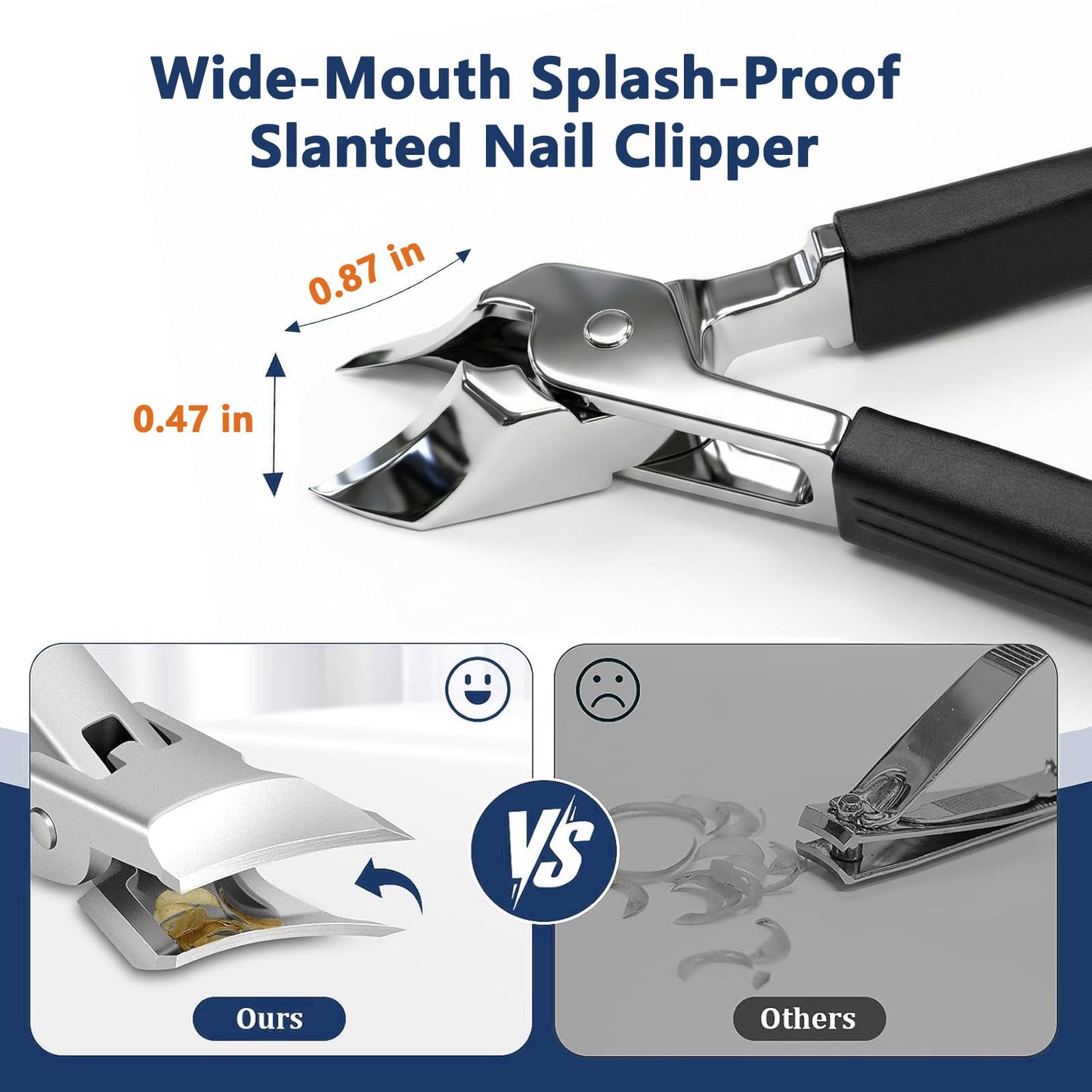 Toenail Clippers for Seniors Thick Toenails, Eagle Beak Slanted Nail Cutter & Angled Head Toe Nail Clippers Set, Stainless Steel Heavy Duty Ingrown Nail Cutter with Wide Jaw for Men Women